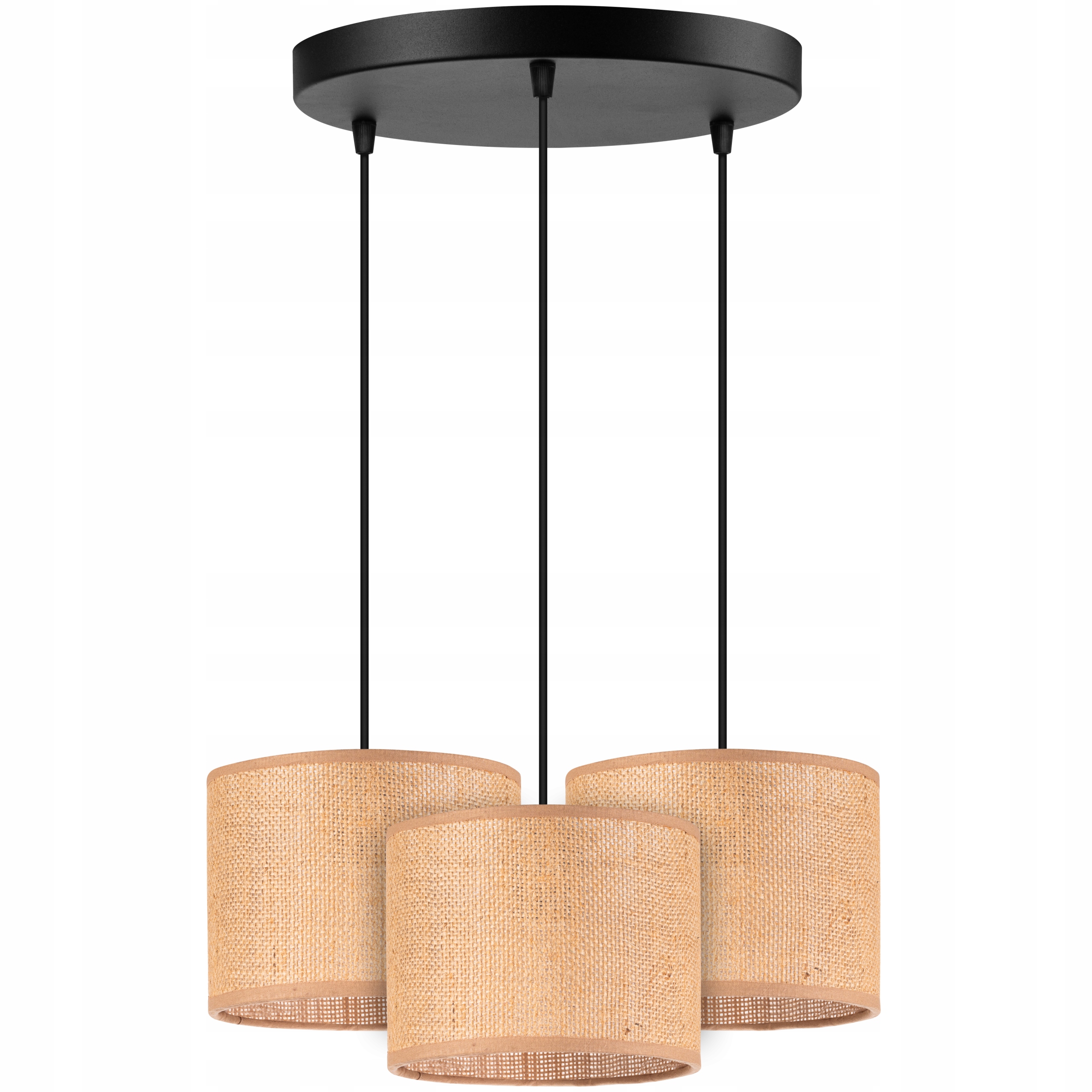 Lampa wisząca okrągła Rustykalna 16cm Abażur Juta beżowy