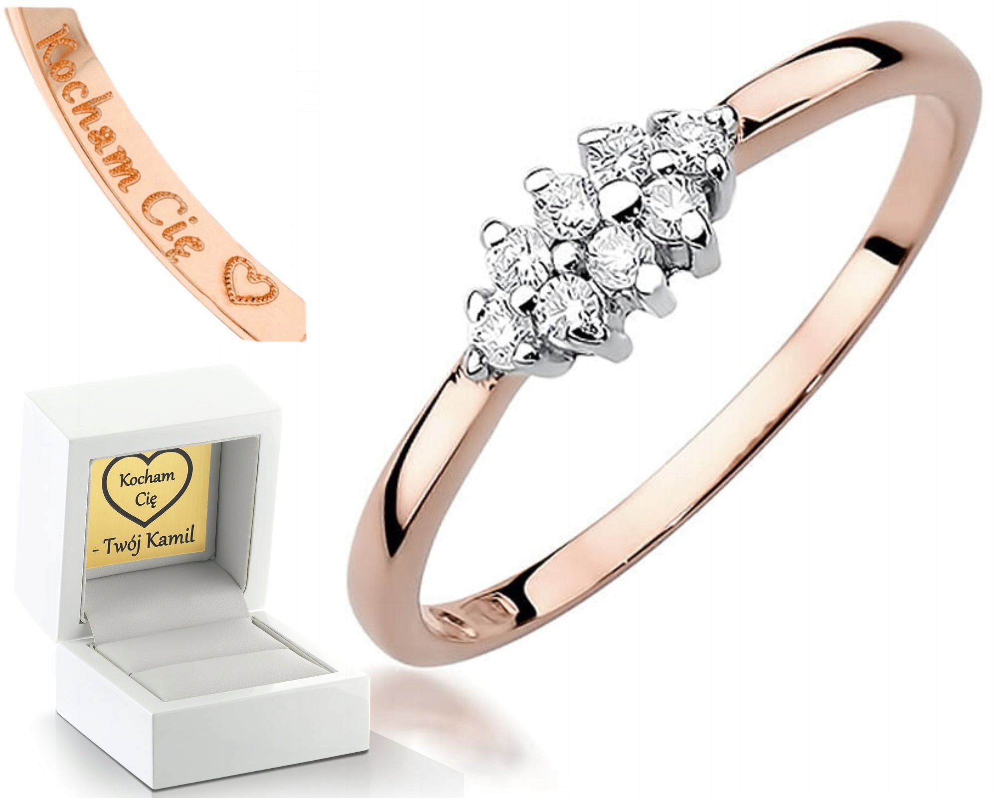 Prstýnek Růžové Zlato S Brilianty Gravírování 585 Zlato Jako Dárek