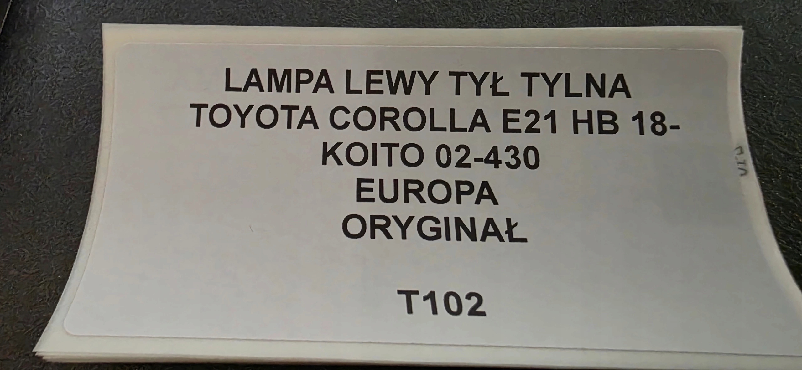 light left rear part rear TOYOTA COROLLA E21 HB 18- original KOITO 02-430