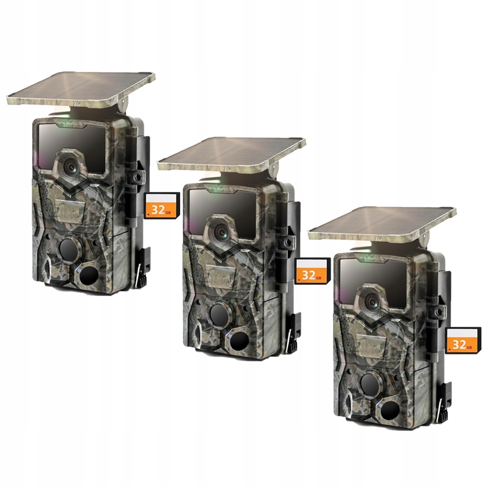 3 Kusy 48MPX 4K Fotopast Solární Kamera Pro Lov V Lesnictví s 32GB