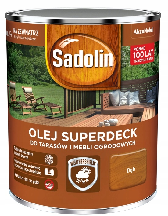

Olej Superdeck Sadolin do drewna, dąb, 0.75l
