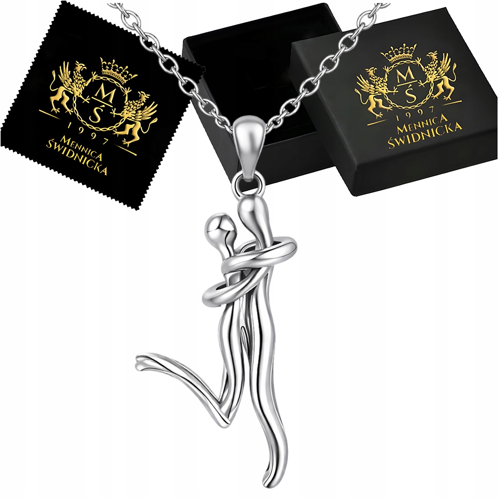 Stříbrný náhrdelník 925 Spletené postavy Symbol lásky na řetízku Ankier