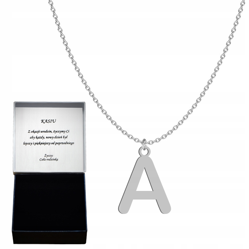 Stříbrný Náhrdelník S Písmenem Vaše Písmeno 925 Řetízek Narozeniny Přání