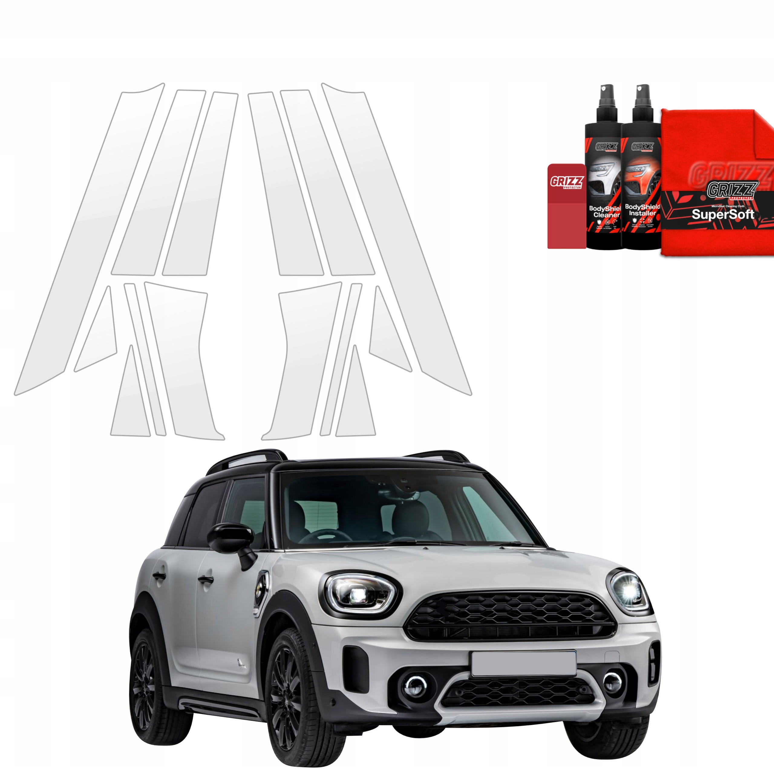 14v1 Fólie Ppf dýha na sloupky pro Mini Countryman (2023-2025) Grizz