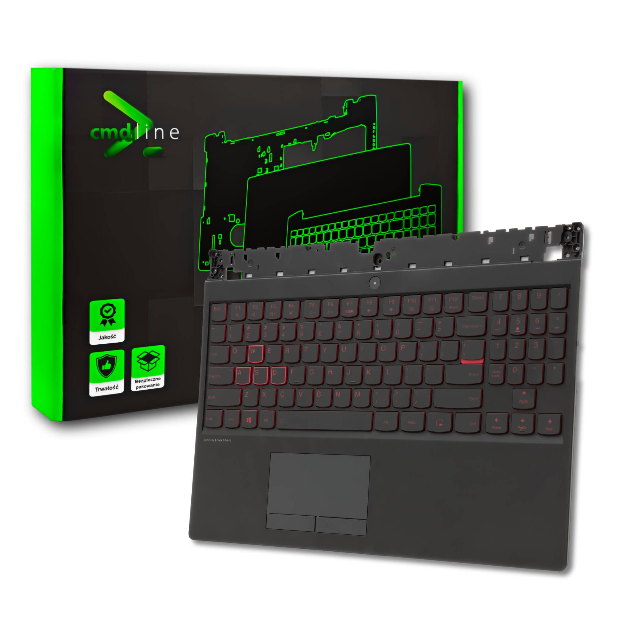 Obudowa Palmrest Klawiatura Do Lenovo Legion Y540-15IRH Red Led