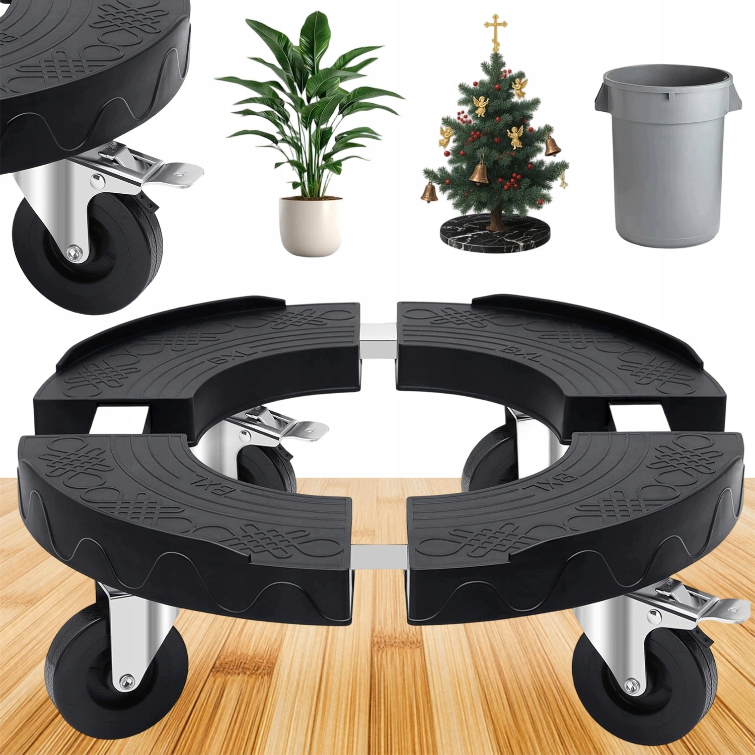 Podstavec Na Kolečkách S Regulací 38-48 CM Pro Těžké Květináče 220 Kg, Černý