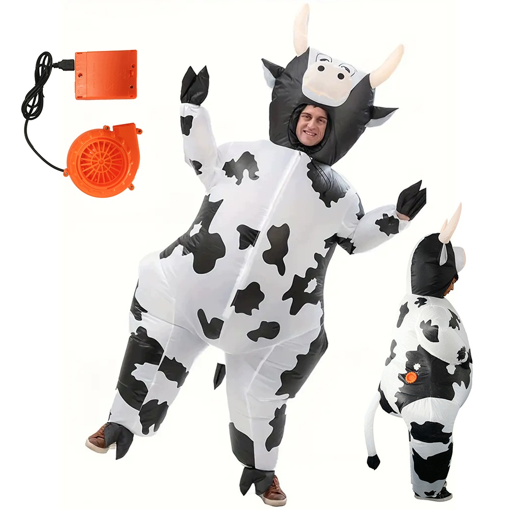 Nafukovací kombinéza Krávy Bedee s ventilátorem pro Halloween a karneval