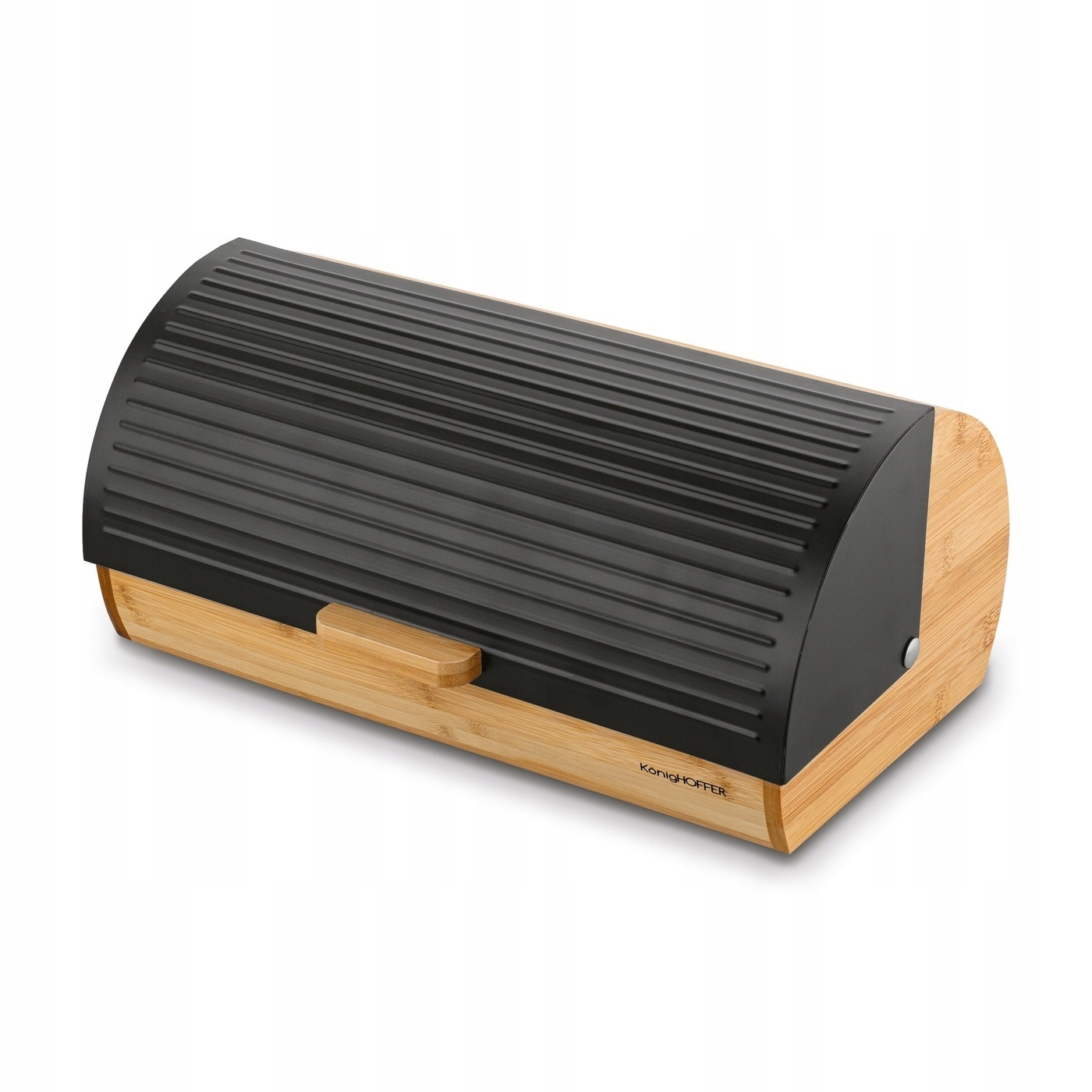 CZARNY CHLEBAK DREWNIANY duży pojemnik DO PRZECHOWYWANIA PIECZYWA Fushion Materiał metal