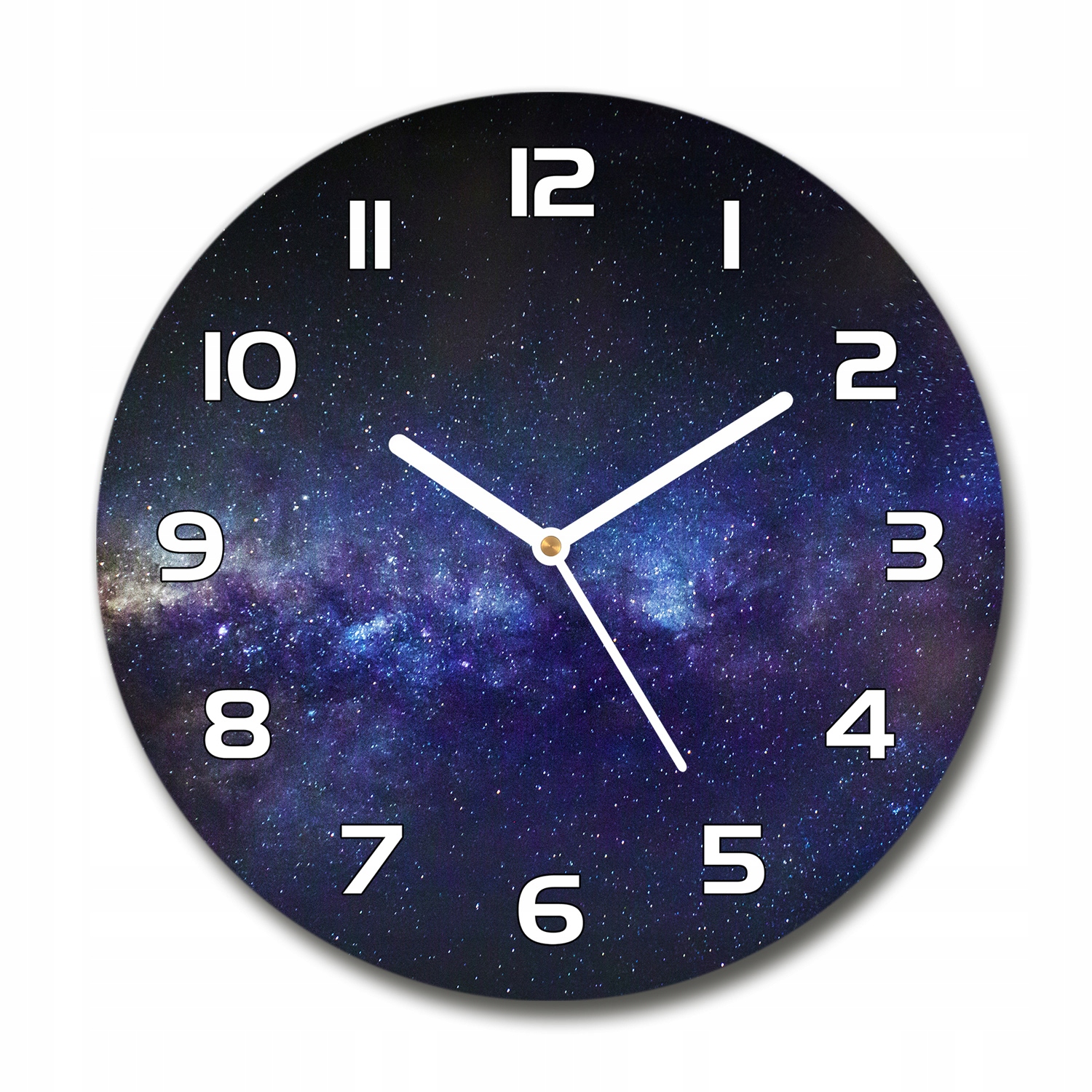 

Cichy ścienny szklany zegar Droga mleczna fi 30 cm