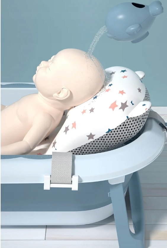 WANIENKA DLA DZIECKA SKŁADANA TERMOMETR LCD PODUSZKA STELAŻ PODUSZKA Kolor biały Odcienie szarości i srebra