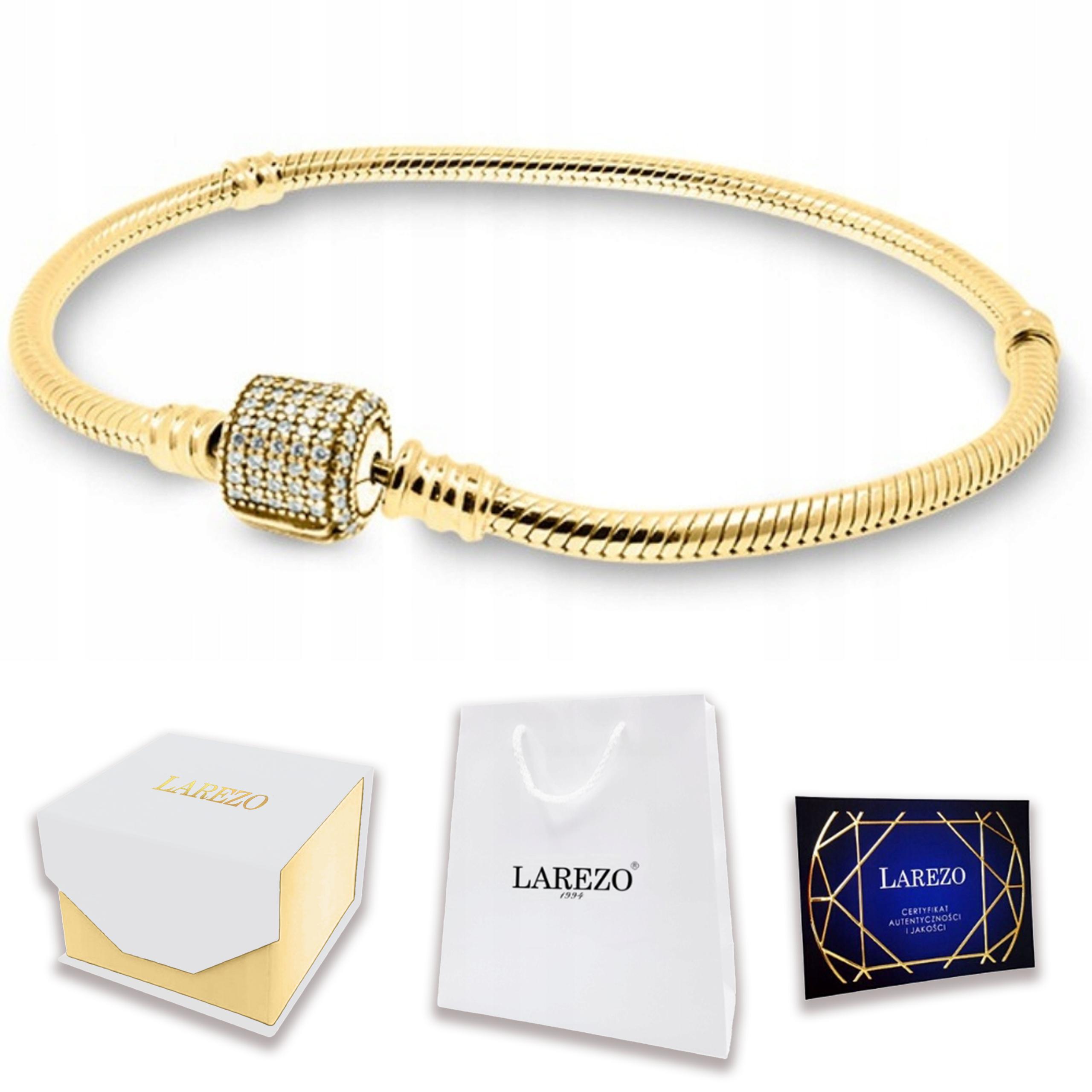 Zlatý náramek 17 cm Modulární zapínání Klips se zirkony Stříbro 925