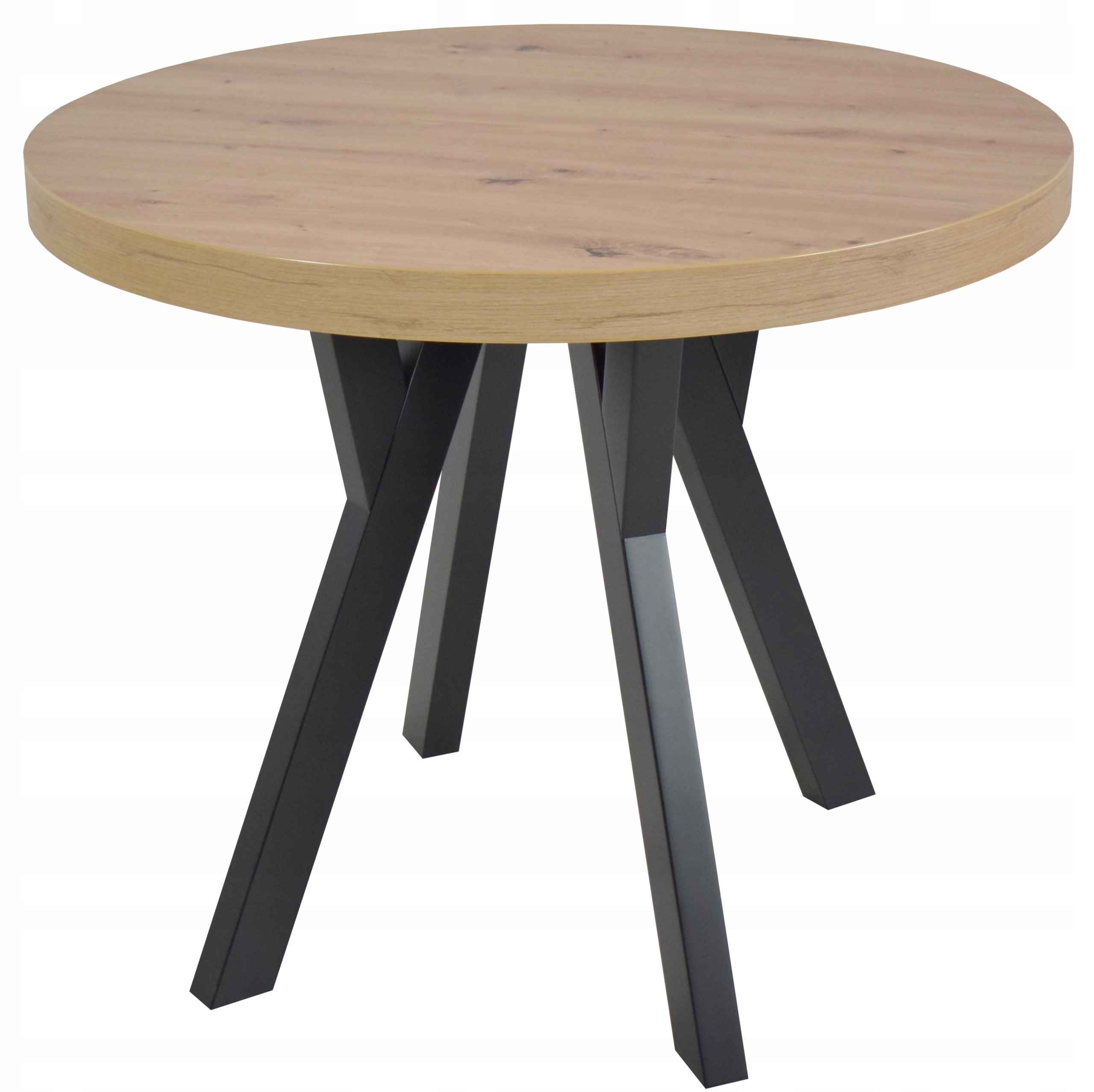 STÓŁ OKTĄGŁY L-3 BLAT DĄB ARTISAN, NOGI CZARNE