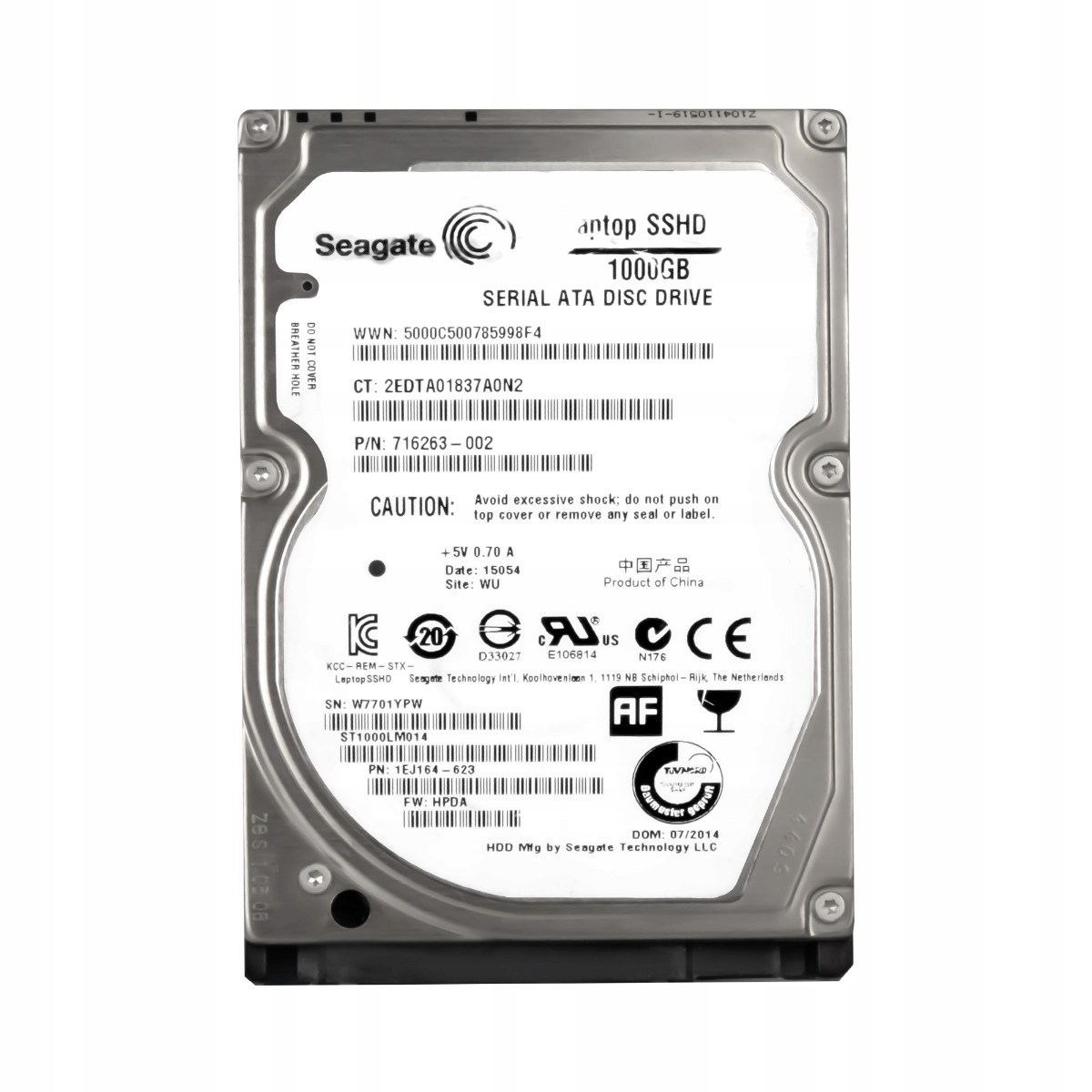 Seagate Sshd 1TB 5.4K 64MB Sata III 2.5'' ST1000LM014 Fw: Hpda
