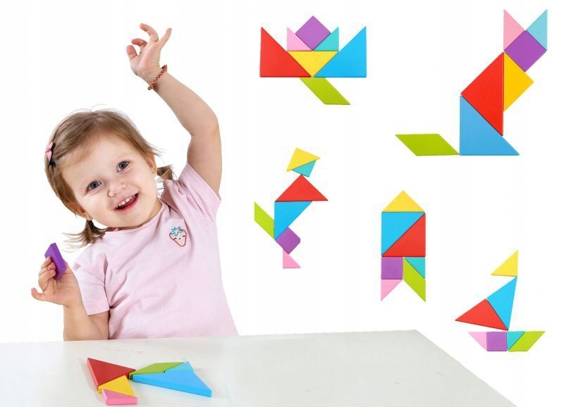 TANGRAM DREWNIANE KLOCKI MAGNETYCZNE MAGNES KSZTAŁTY UKŁADANKA MONTESSORI Certyfikaty, opinie, atesty CE EN 71