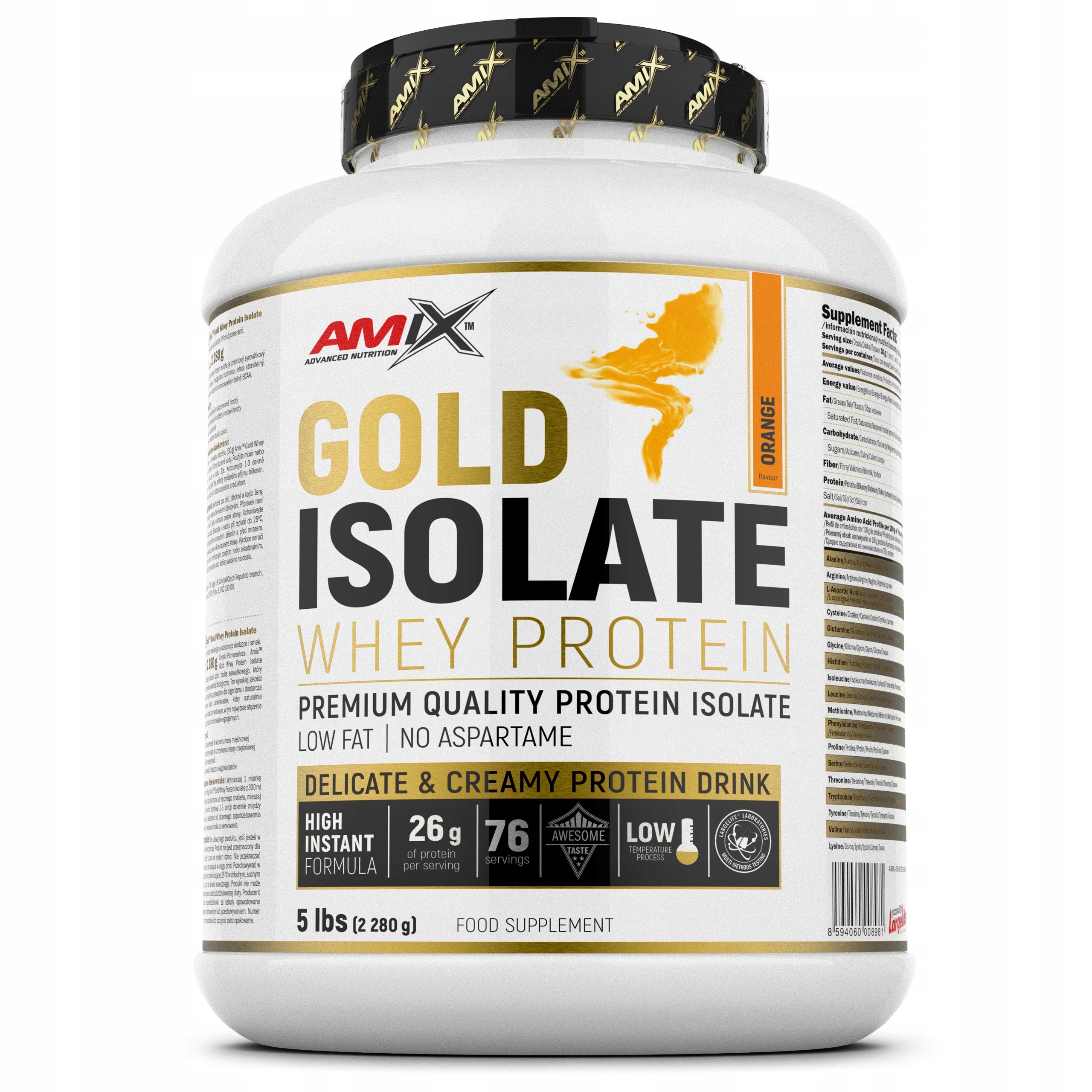 Proteinový izolát Wpi doplněk stravy Whey 2200 g 76 porcí Pomeranč