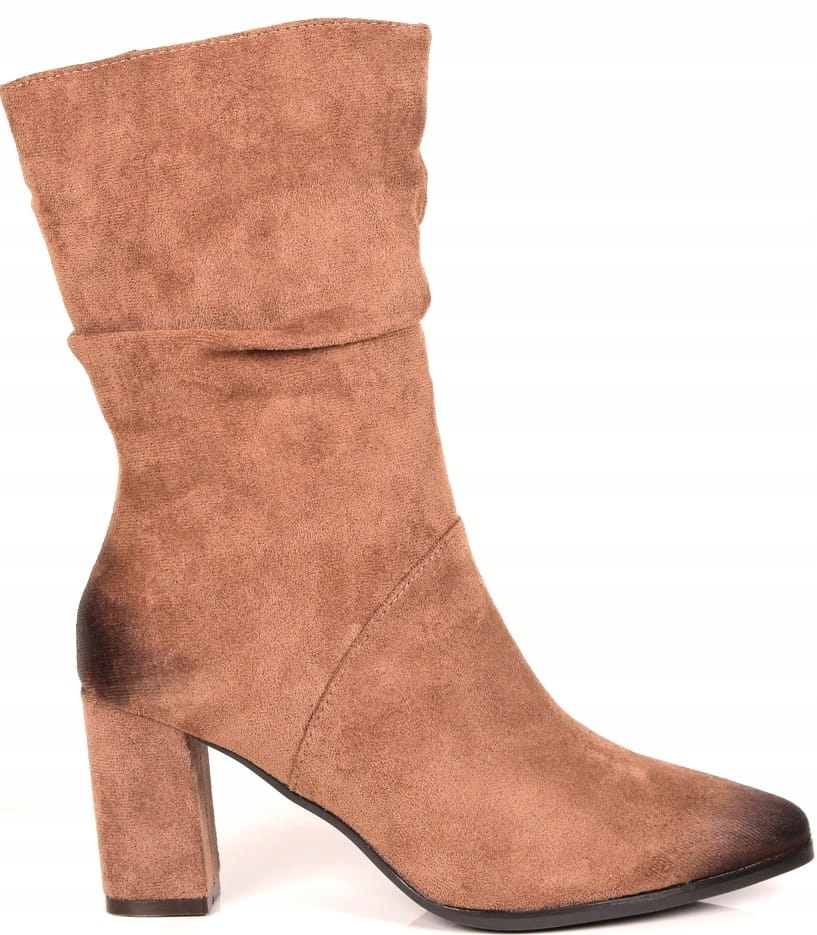 Dámské Kotníkové Boty Na Podpatku, Hnědé, Semišové