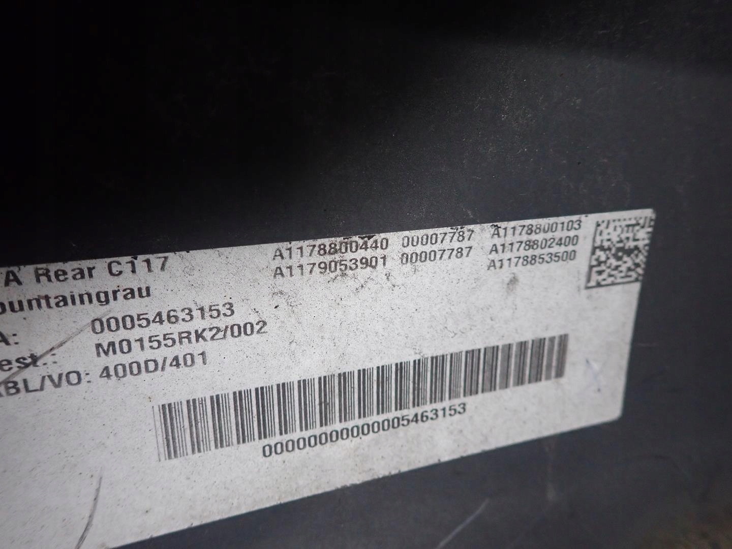 bumper rear part rear MERCEDES CLA W117 A117 2013