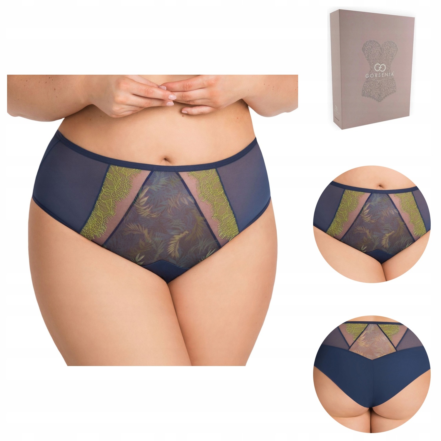 Kalhotky kalhotky Gorsenia Ariana 799 krajkové, tmavě modré, 3XL