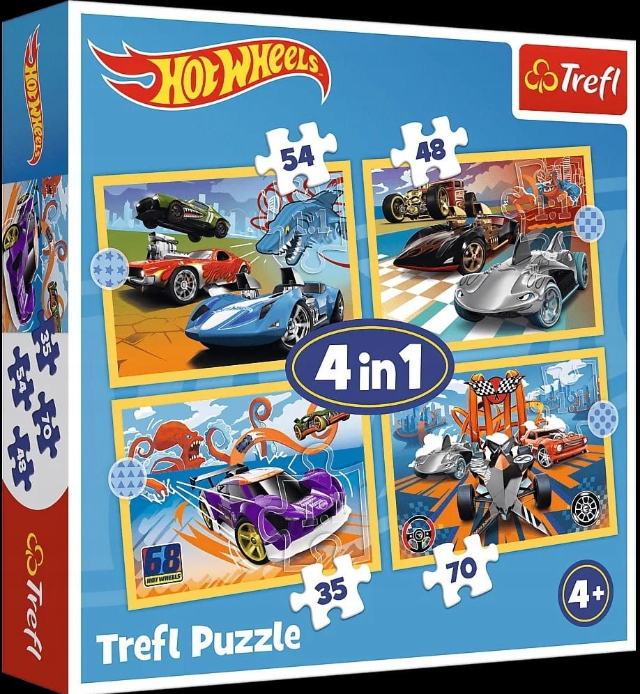 Trefl Puzzle 4w1 Pojazdy Hot Wheels