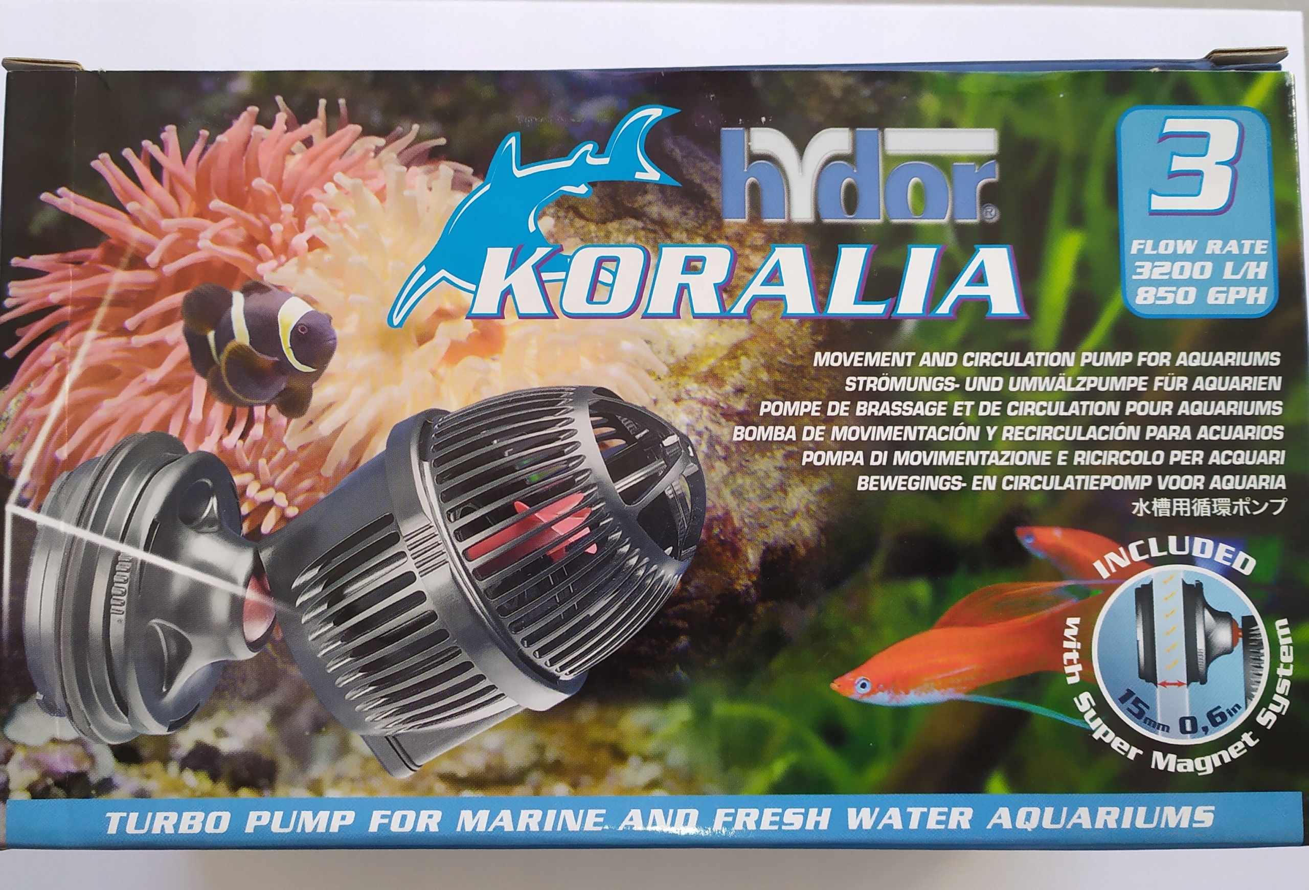 Levně Hydor Korália 3 Cirkulační Čerpadlo Invertor Pro Mořské Akvárium 3200 L/h