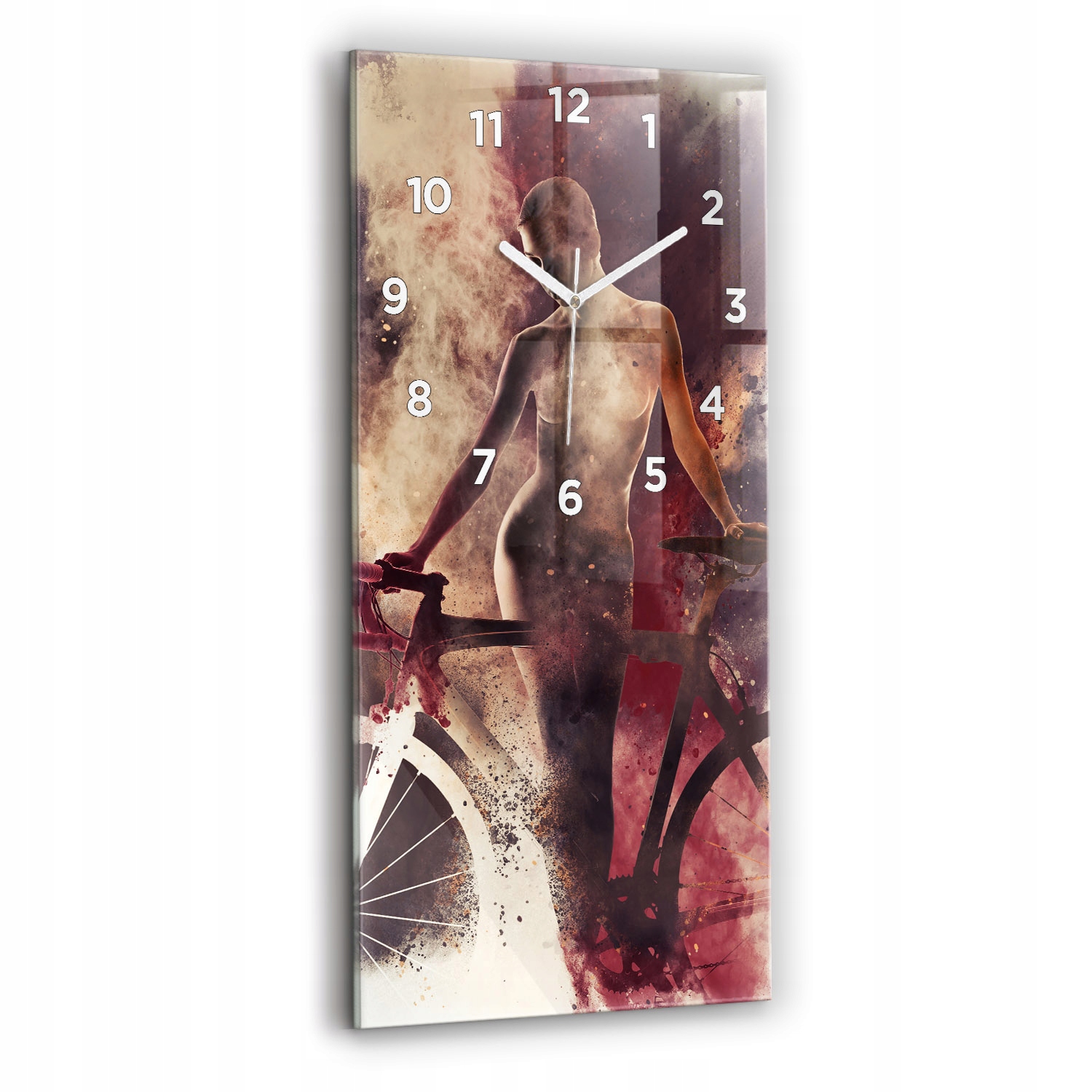 Skleněné hodiny Tekoucí bezhlučný loft jako Dárek Žena a kolo 30x60