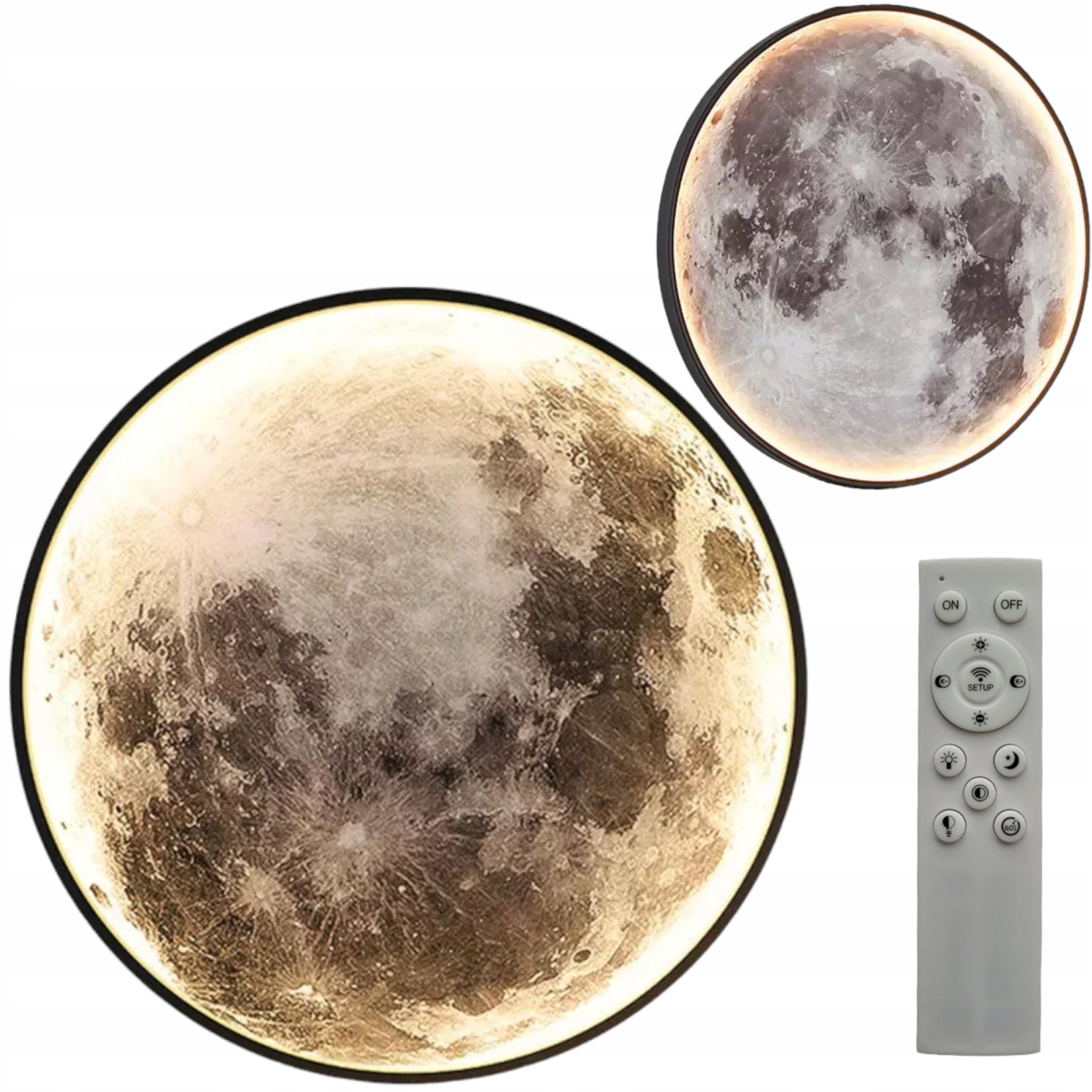 Stropné Svietidlo Led Mesiac 3D 40 cm Dekoratívna nástenná lampa Moon ovládaná diaľkovým ovládačom