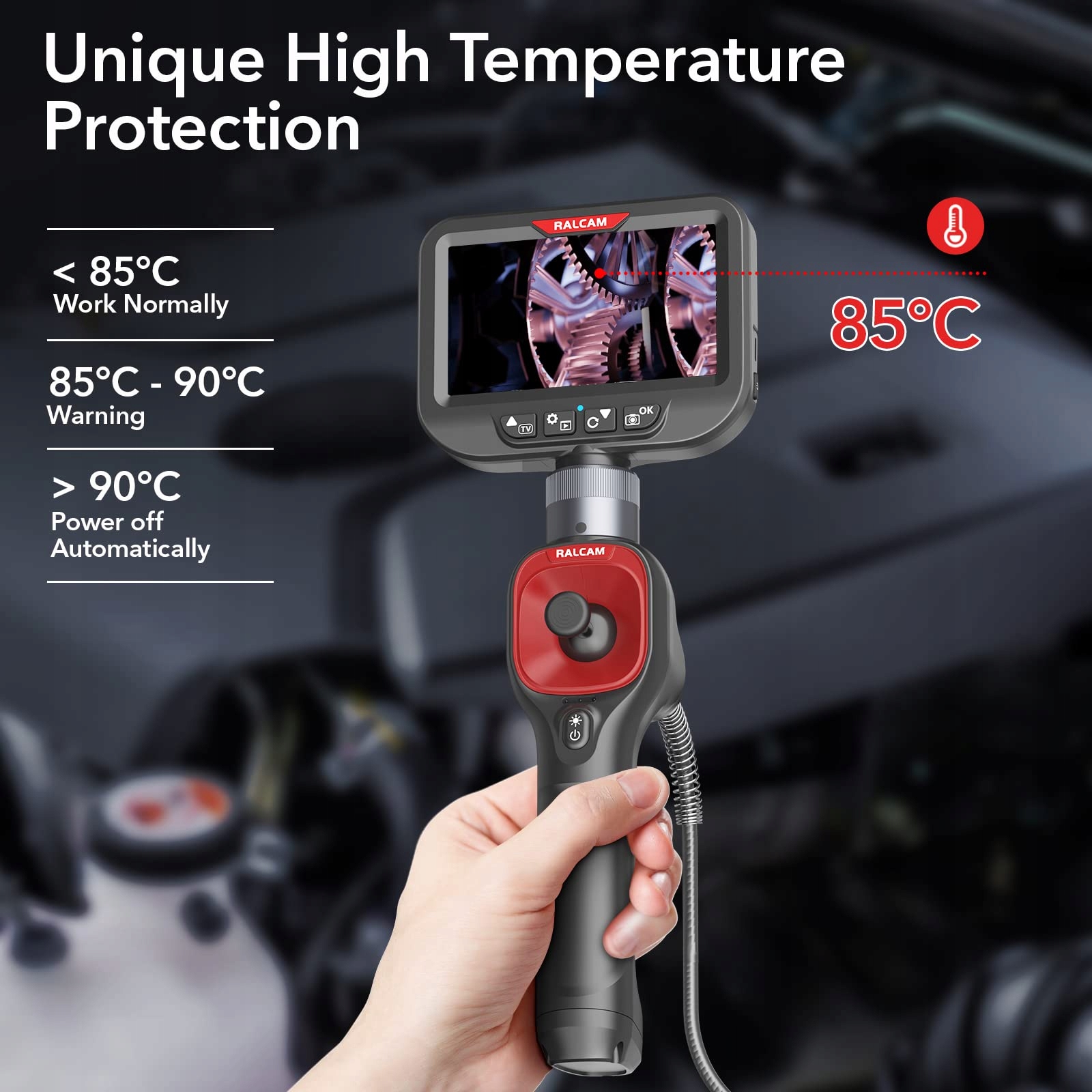 RALCAM Kamera Endoskopowa 6,2mm 360° 4,3" HD 720P IP67 Wodoodporna — miniatura 4