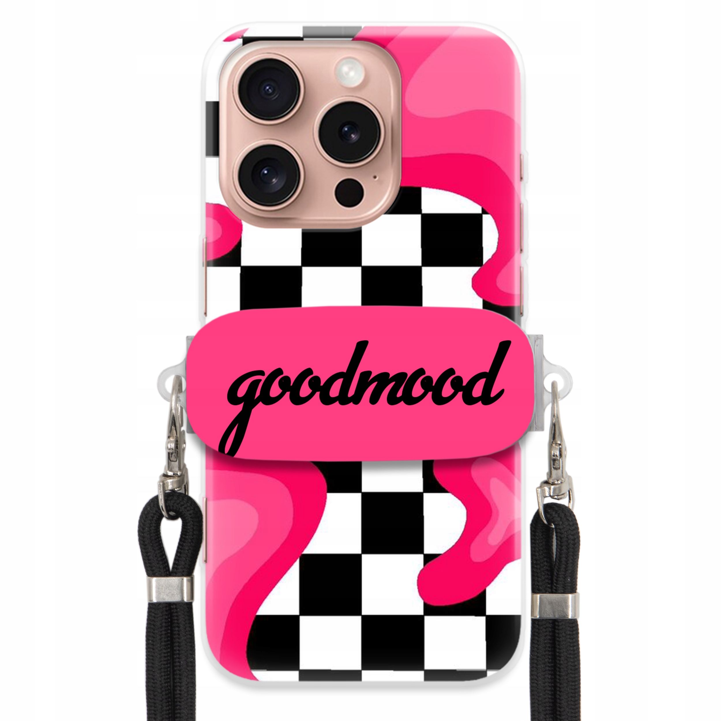 Pouzdro Pro Iphone 16 Pro Sada Pouzdro Držák Smyčka Černá For Teen Modne Splash