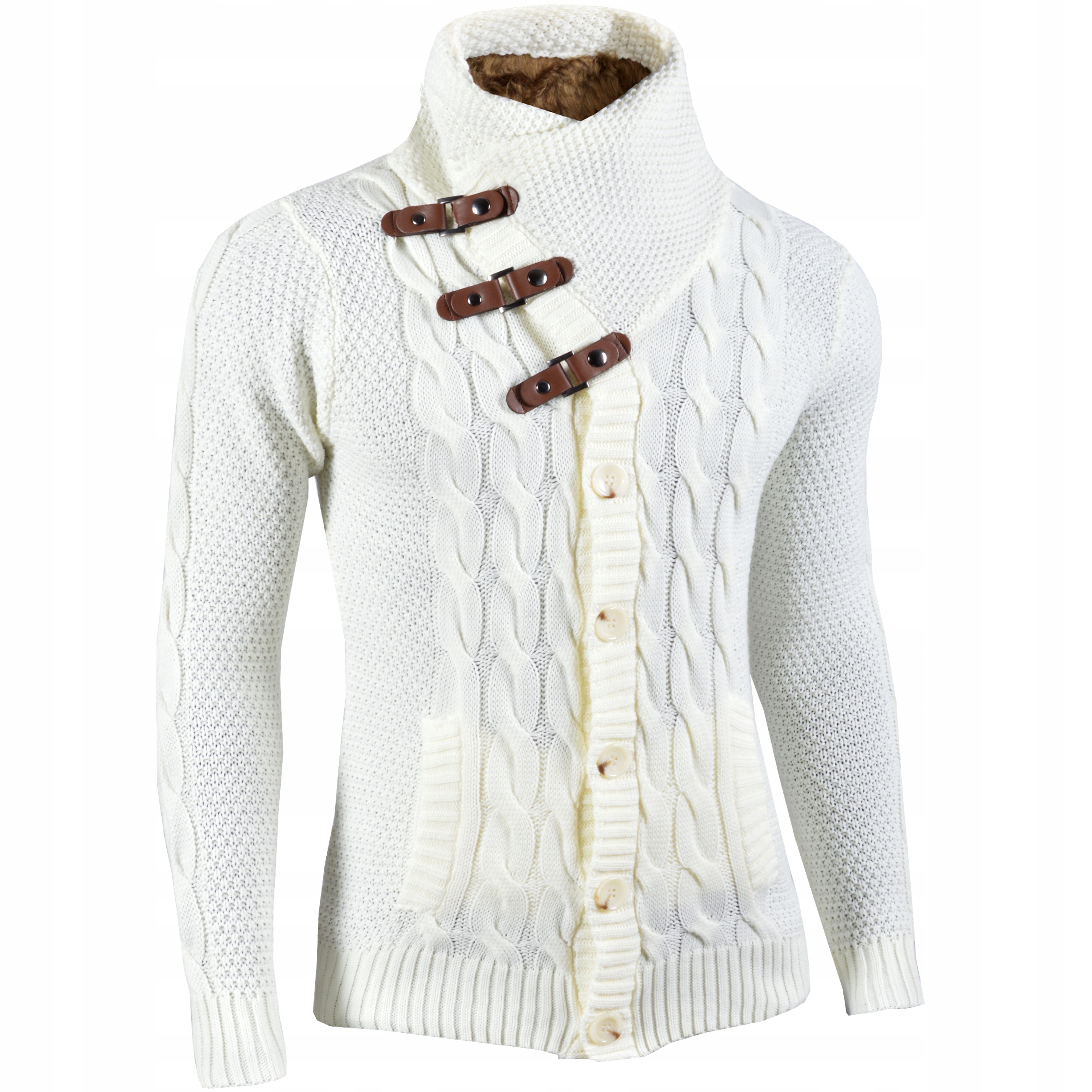 Pánský svetr Kardigan Mikina Tlustý Teplý Stojáček Nákrčník Rolák