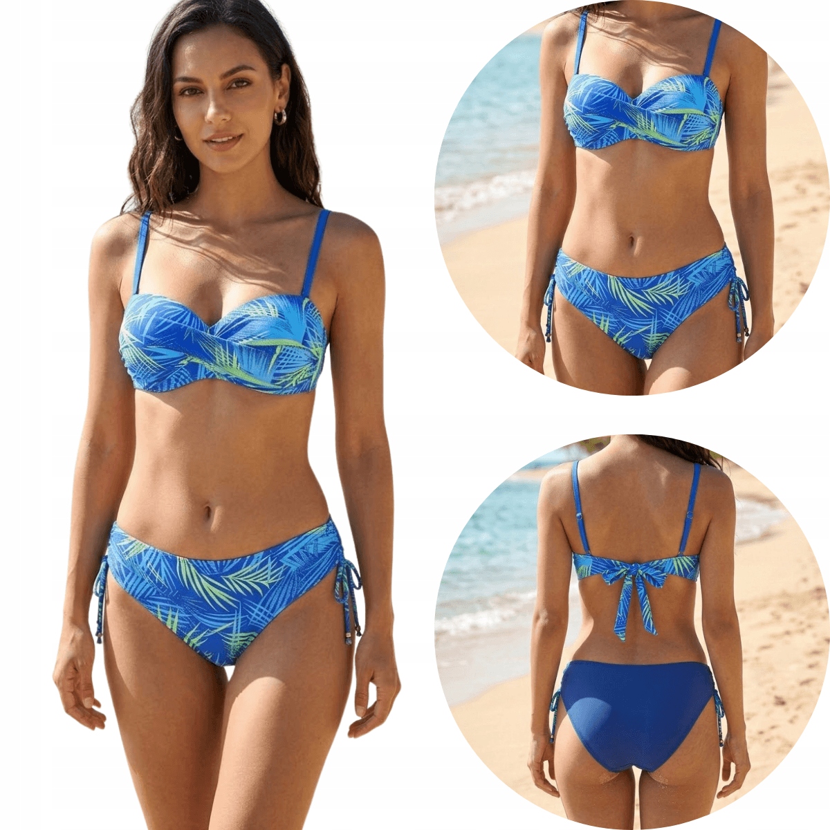 Dvoudílné plavky bardotka s odnímatelnými ramínky 29716 90C/95B-XXL