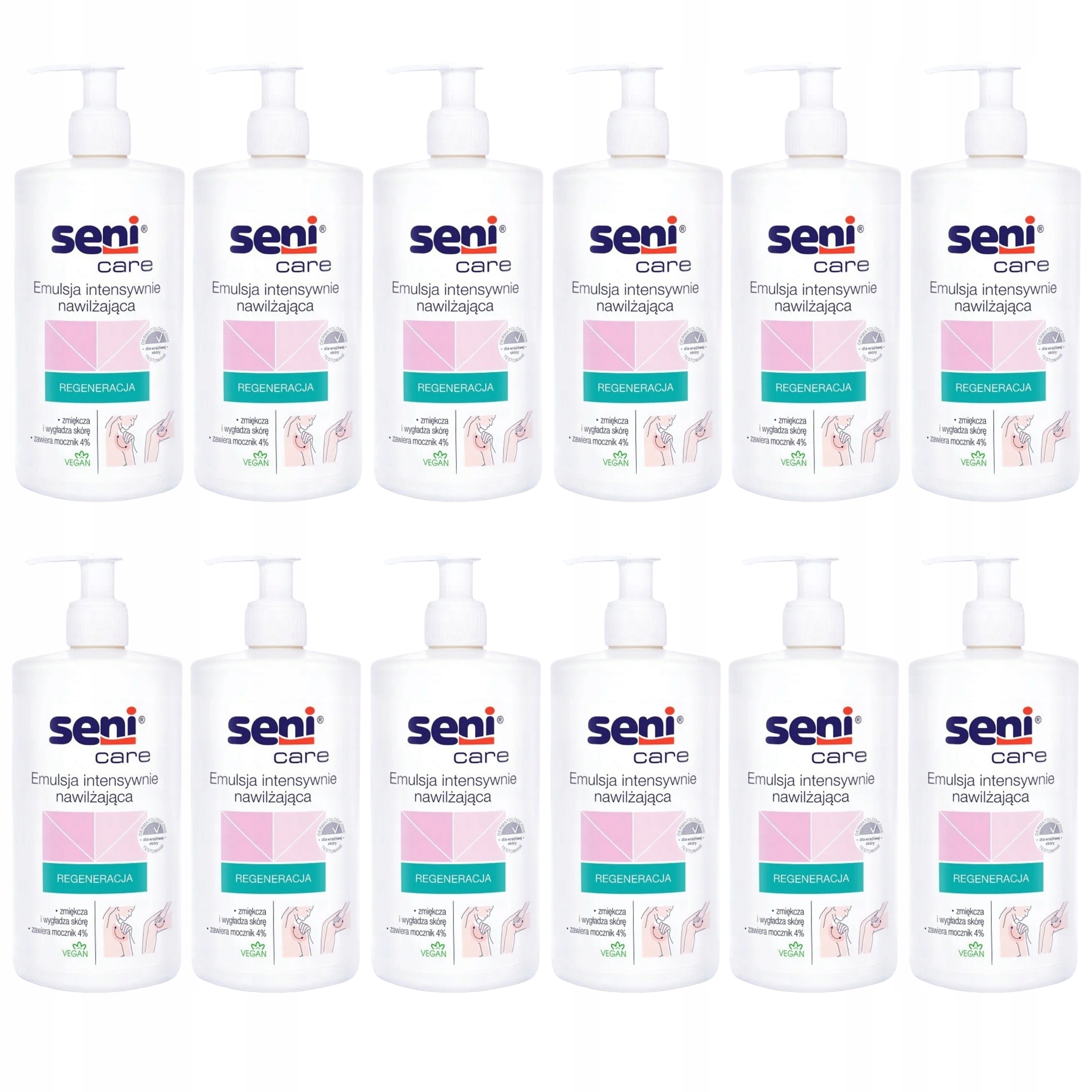 Zestaw 12x Emulsja Nawilżająca Seni Care 500 ML Do Skóry Suchej 4% Mocznik