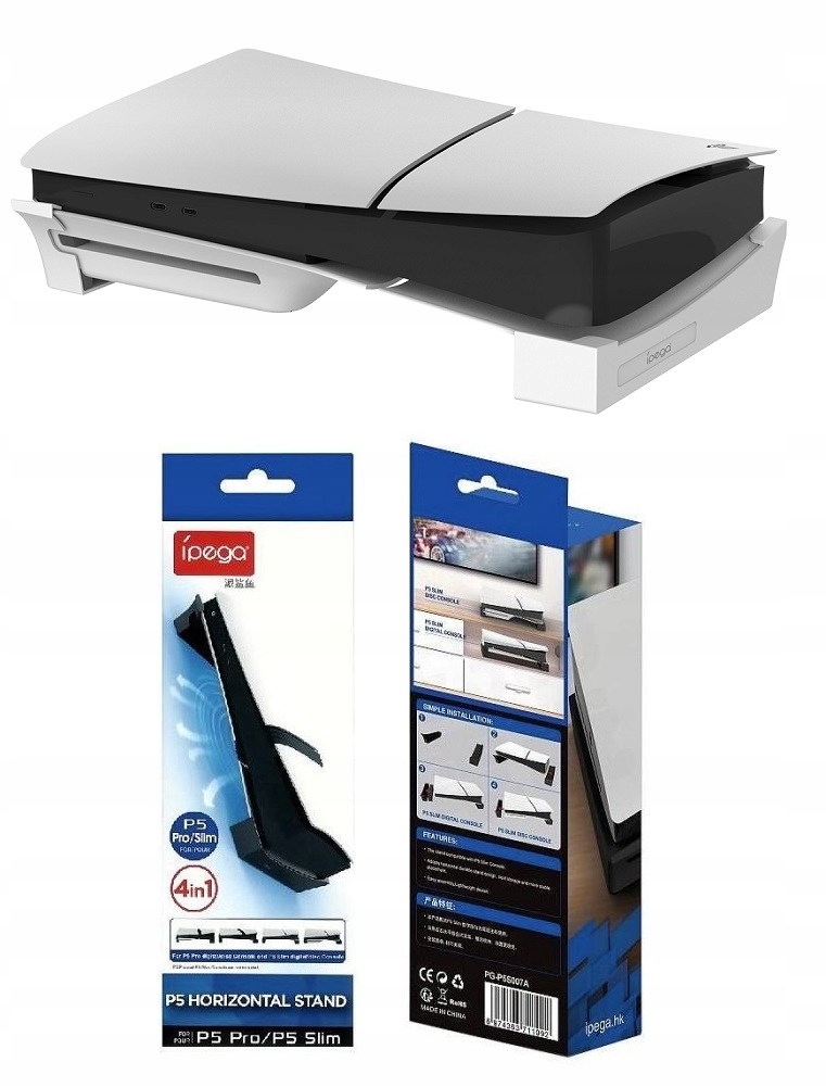 Ipega Pozioma Podstawka Do Konsoli Playstation 5 PS5 Slim /pro De Uhd Biała