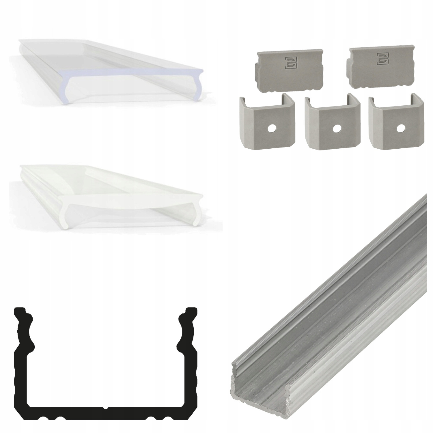 

Profil Led Aluminiowy 1m 9,8mm z Kloszem Do Taśmy