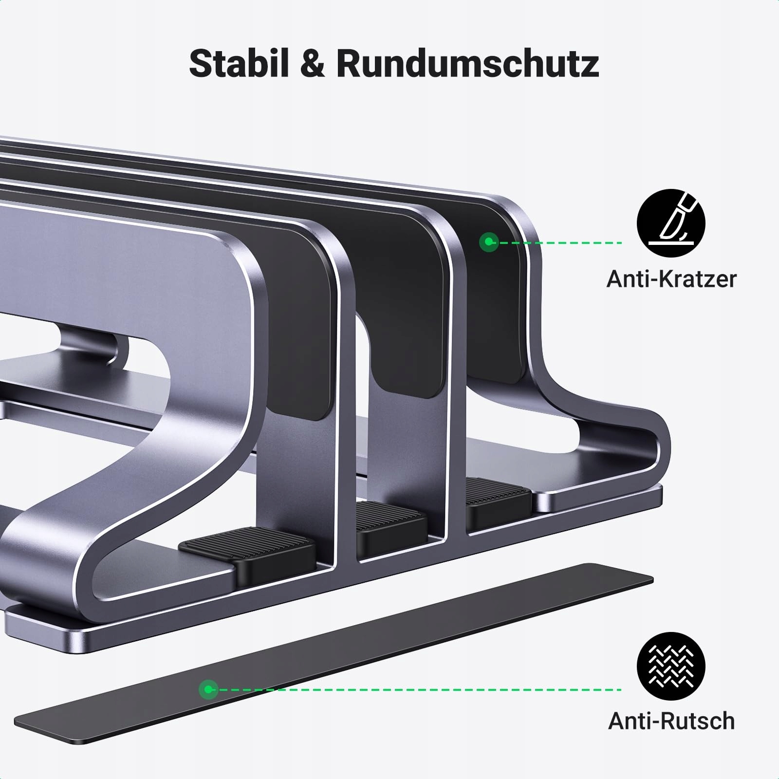 UGREEN Aluminiowy Stojak Na Laptopa 3 Sloty MacBook iPad Huawei Dell HP — miniatura 5