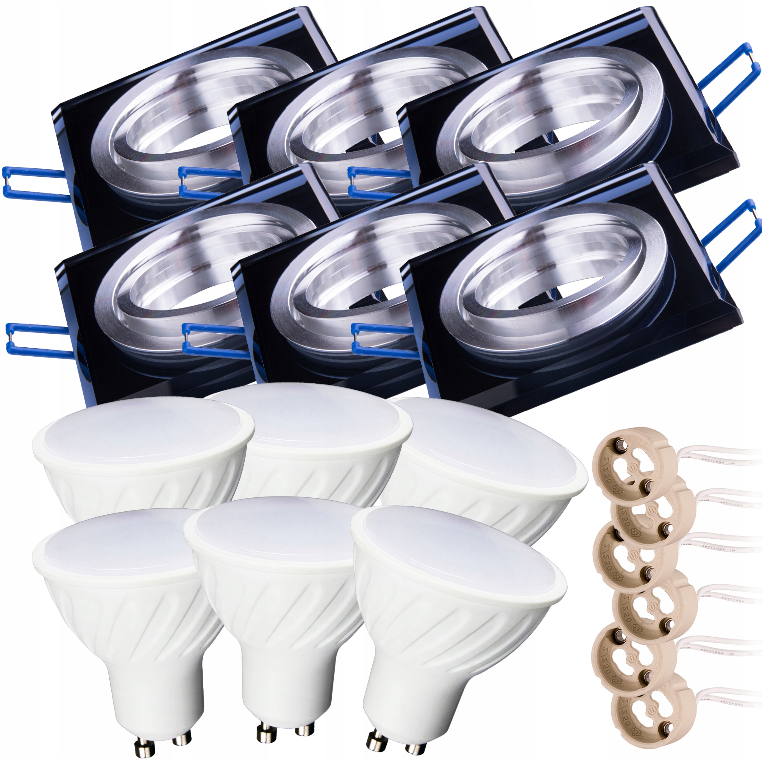 

6x Led GU10 Oprawa halogen Ruchoma Szklana 8W