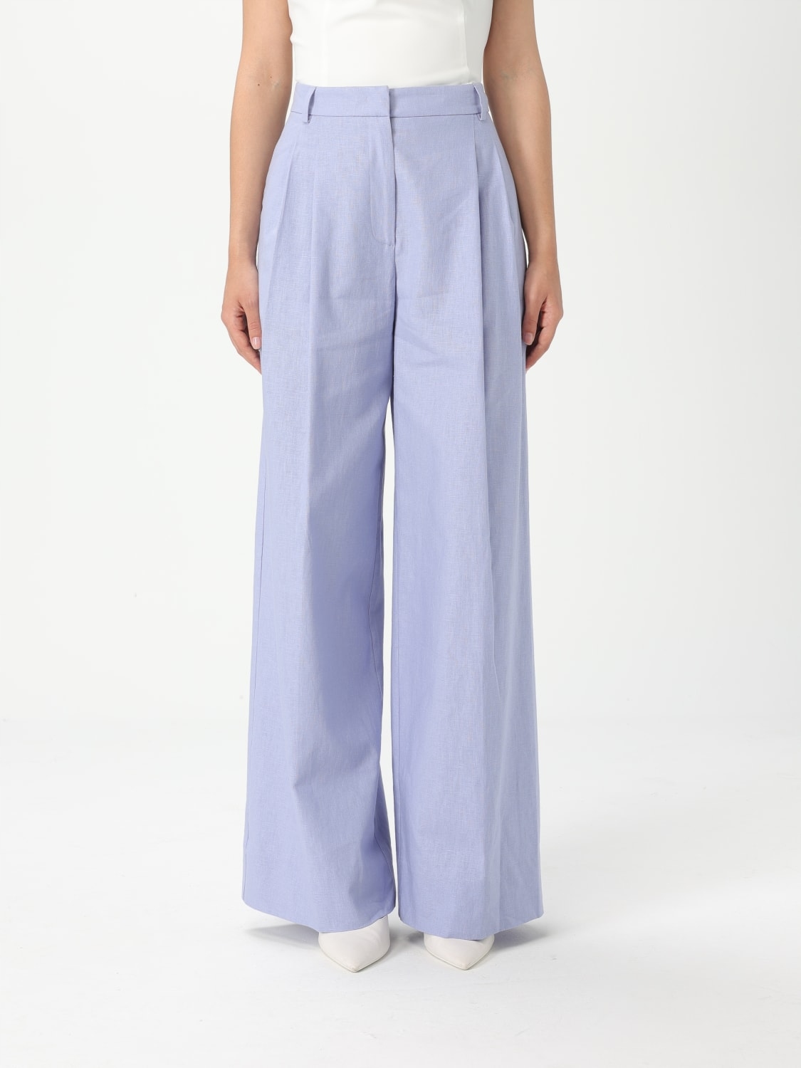 Liu Jo Lněné Lila Kalhoty Se Záševky (M)