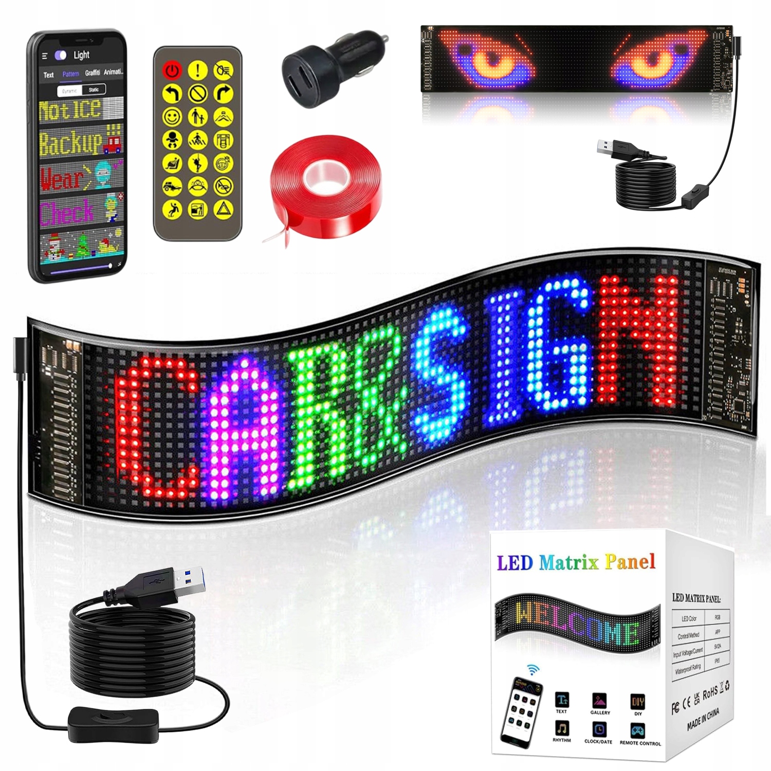 Flexibilní Digitální Nálepka Led Displej Na Sklo Auta Programovatelná Aplikace