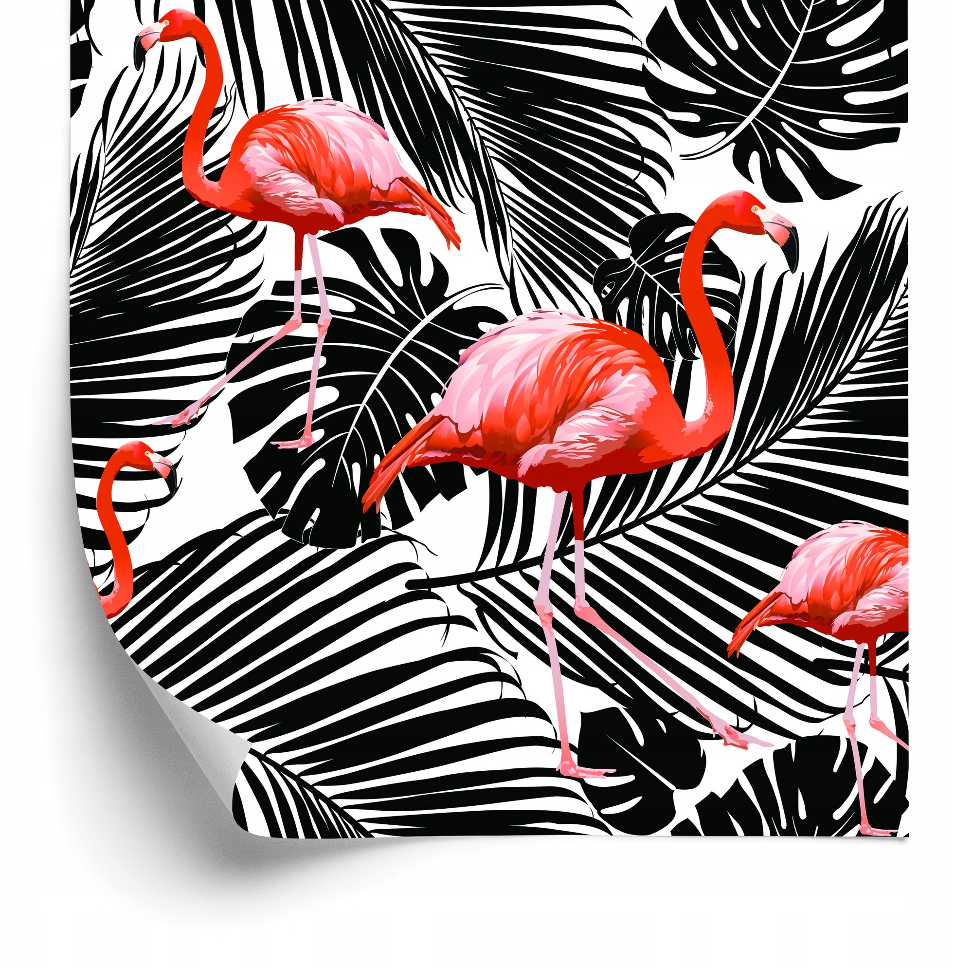 Tapeta Flamingi I Čierne Exotické Listy 50x1000 cm