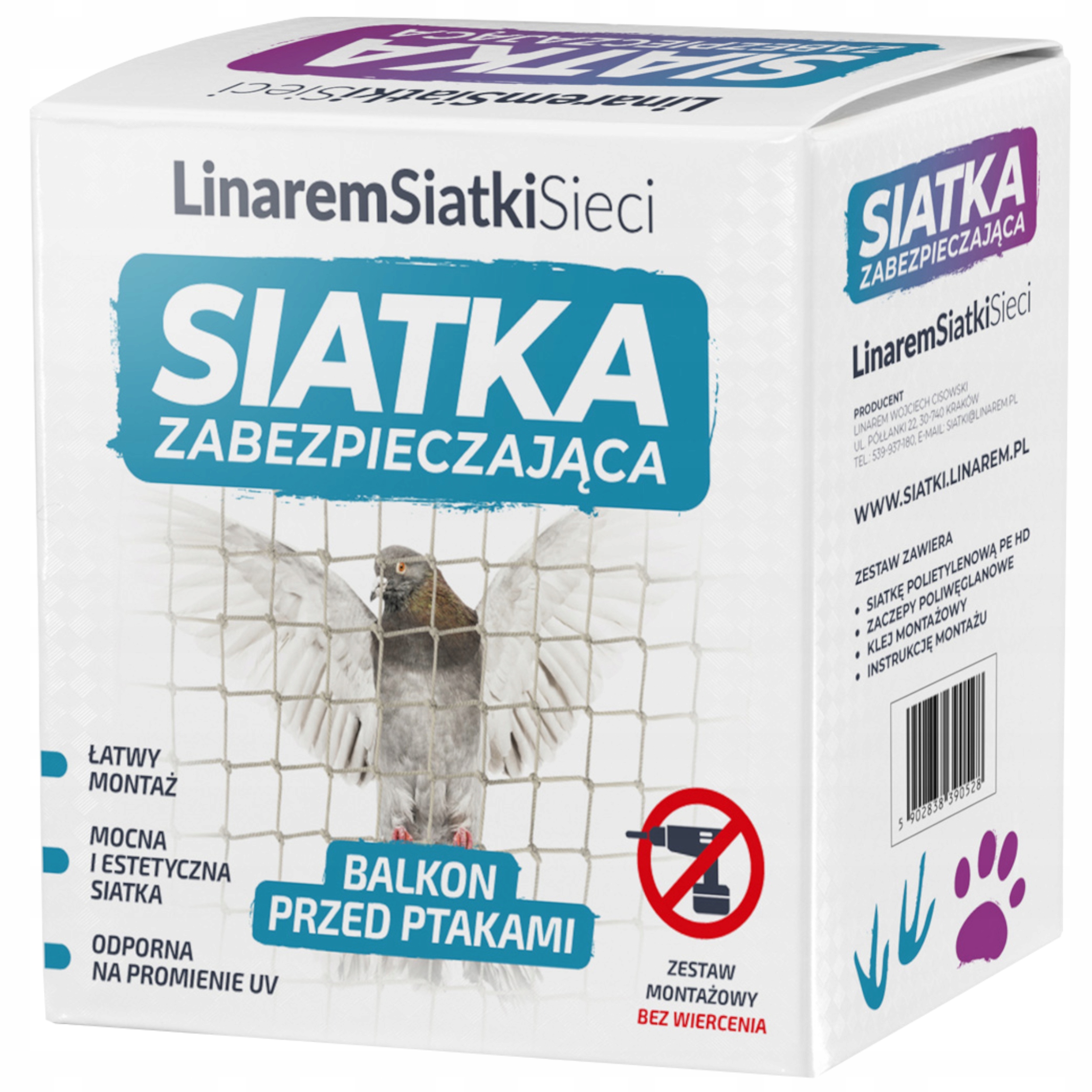 Siatka Na Balkon 4x2m Na Gołębie Ptaki Zestaw Montażowy Bez Wiercenia Uv
