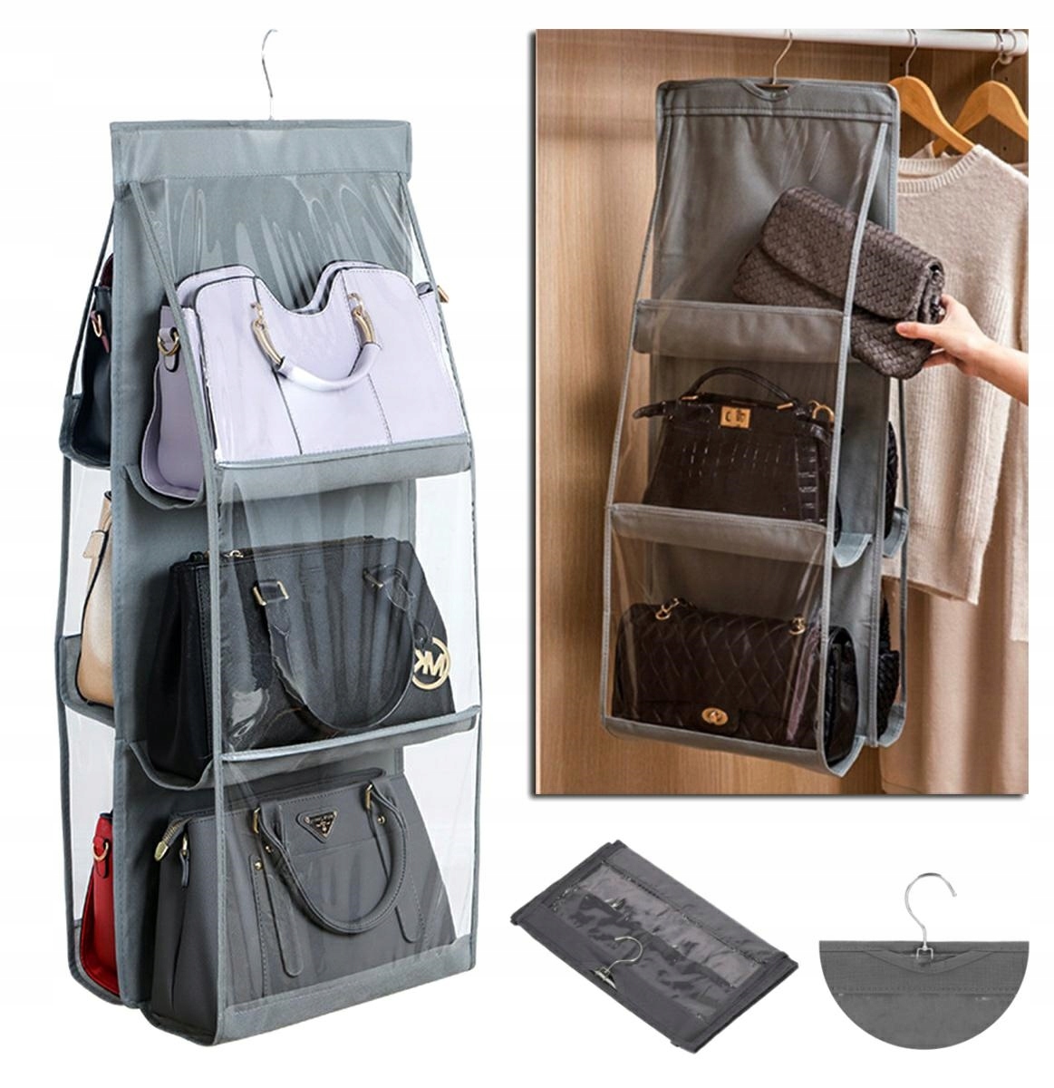 

Organizer do szafy na torebki do torebek wieszak