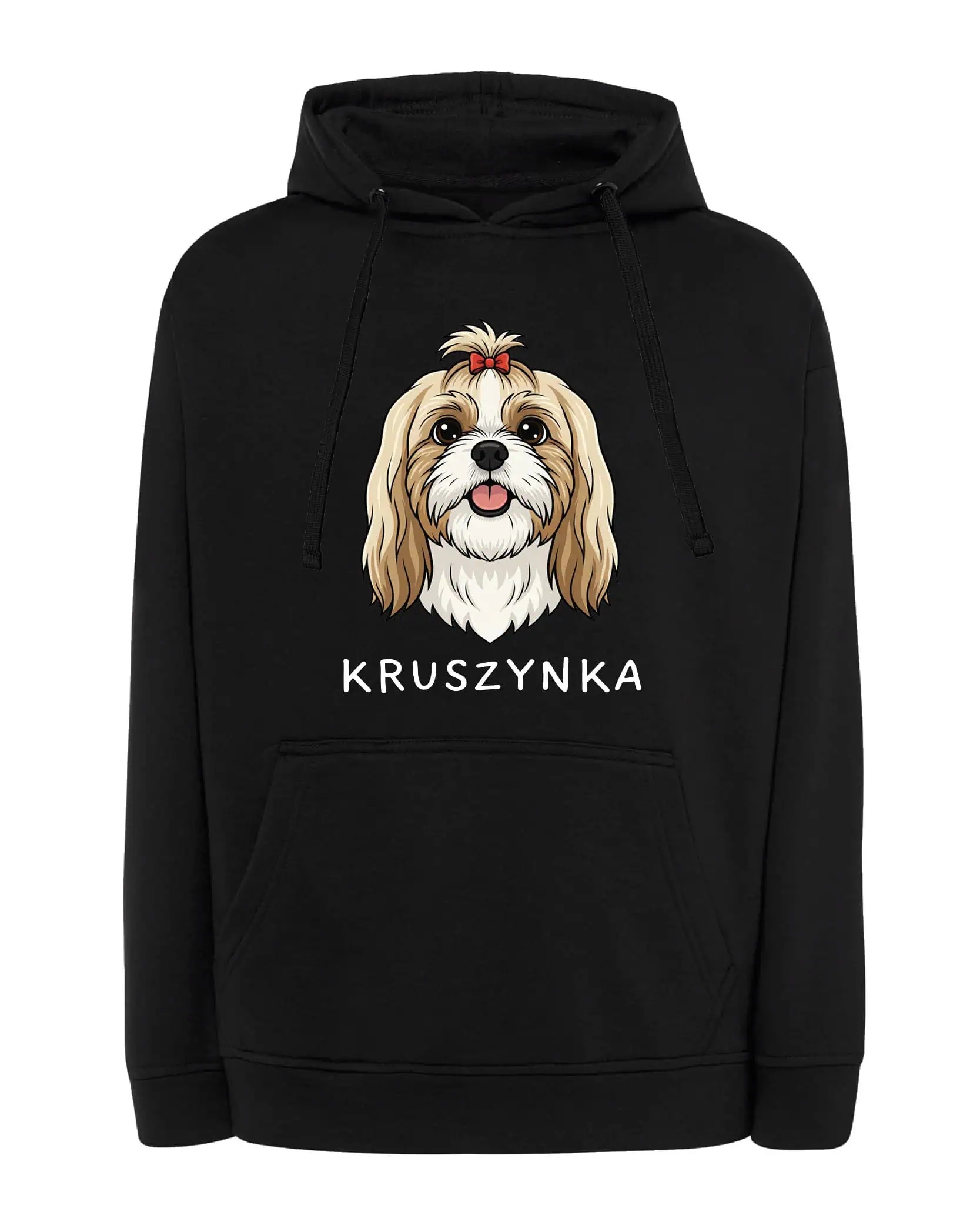 Mikina s kapucí Shih Tzu Personalizovaná Pupil Pes Černá XL