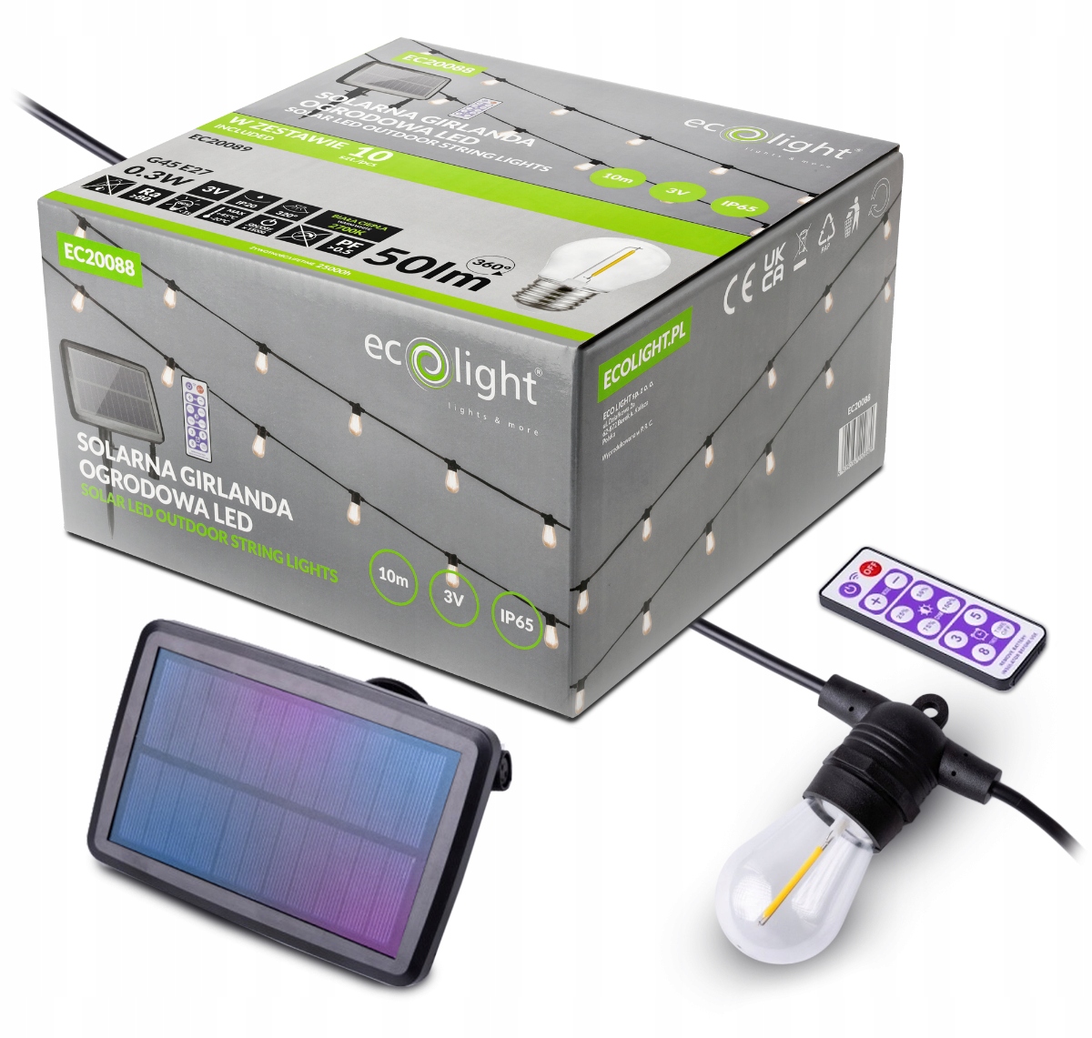 

Girlanda Ecolight 1000 cm sieciowe, solarne