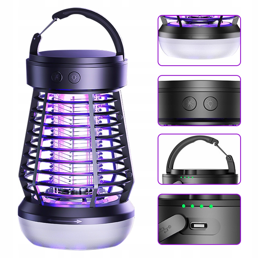 Lampa Owadobójcza Uv Na Komary Muchy Ćmy Elektryczna Rażąca Ciemna 2000V