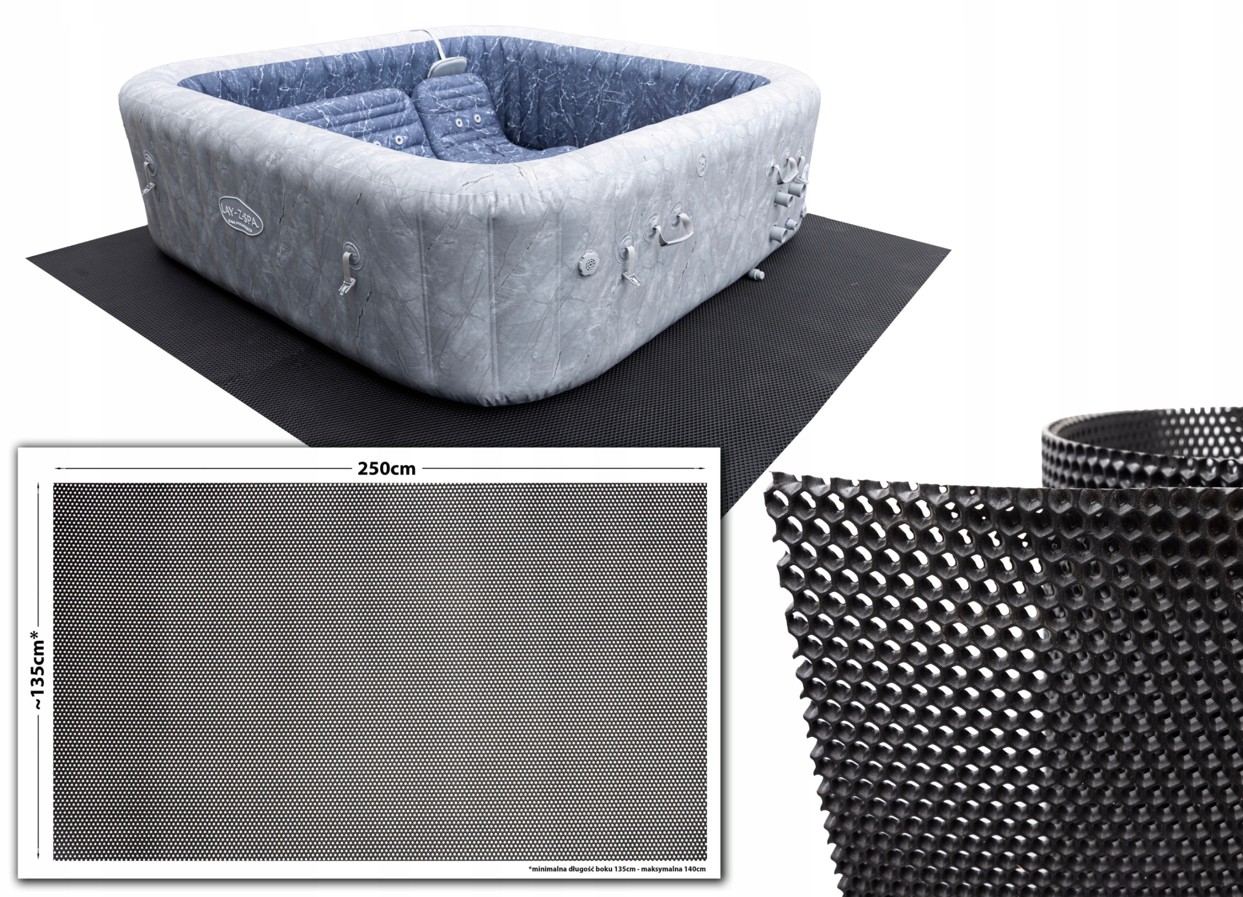 Antypoślizgowa mata ochronna pod basen jacuzzi Wodoodporna 135x250