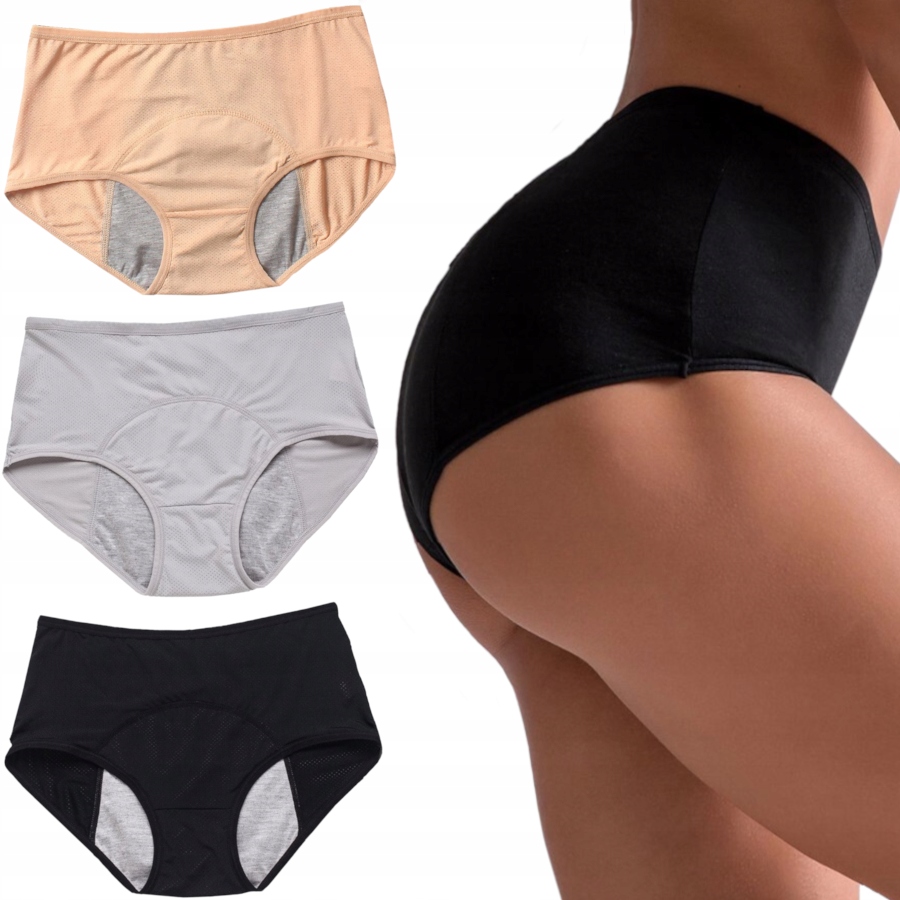 

Majtki Menstruacyjne Komplet Szare Beż Czarne L/XL