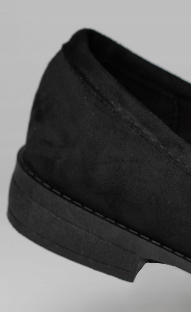 Mokasyny zamszowe z kokardą logowane zdobienie lekkie slip on czarne 41 Marka bez marki