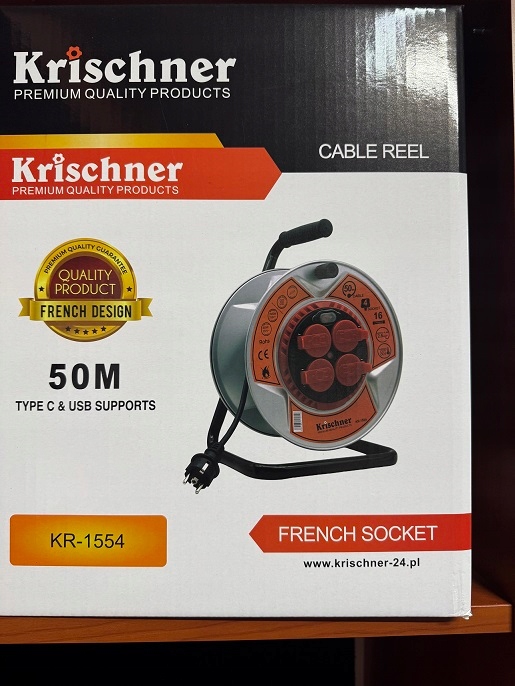 Predlžovací Kábel Buben Metal 50M 2X5,5MM Zásuvka Kr 1554