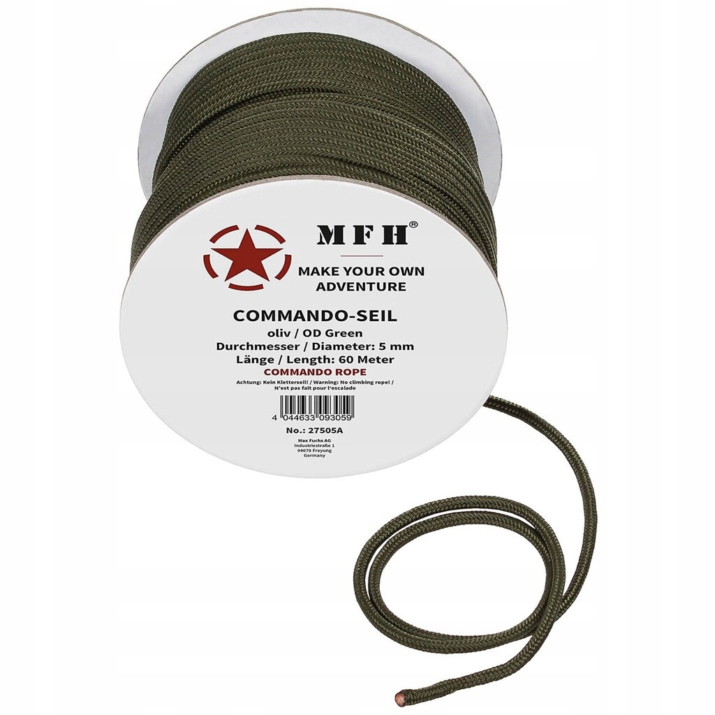Linka lina specjalistyczna taktyczna turystyczna Mfh 5 mm x 60 m Od Green