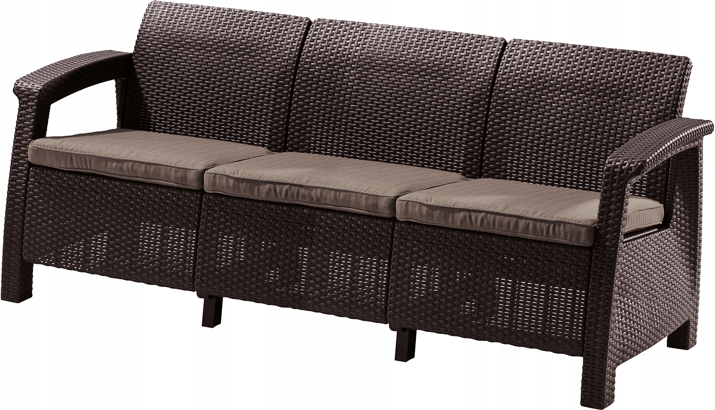 MEBLE OGRODOWE CORFU SOFA 3 OSOBOWA TECHNORATTAN.