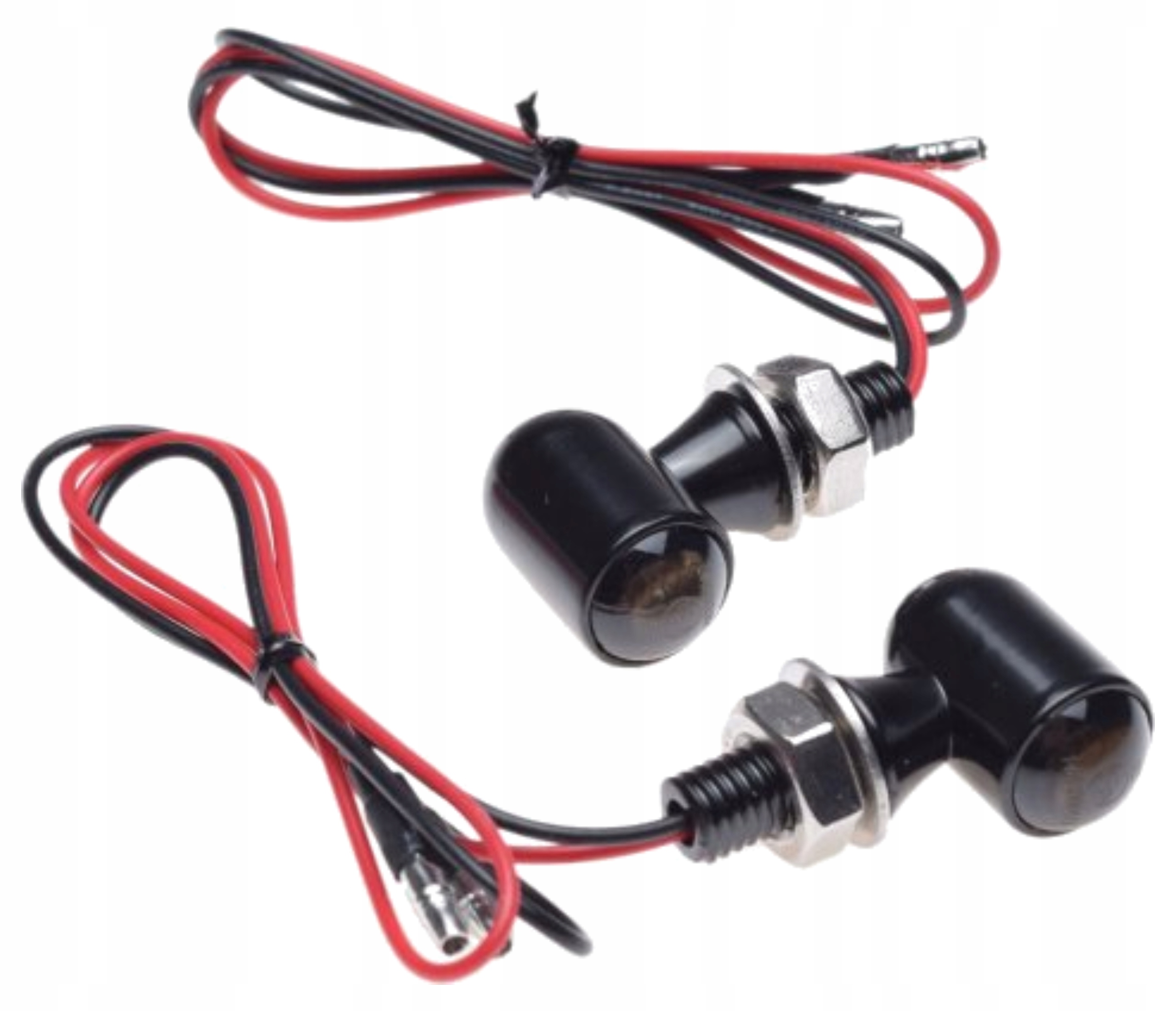 Chopper Harley Kierunkowskazy Led Mini Krótkie Alu M8 Czarne Ciemny Klosz